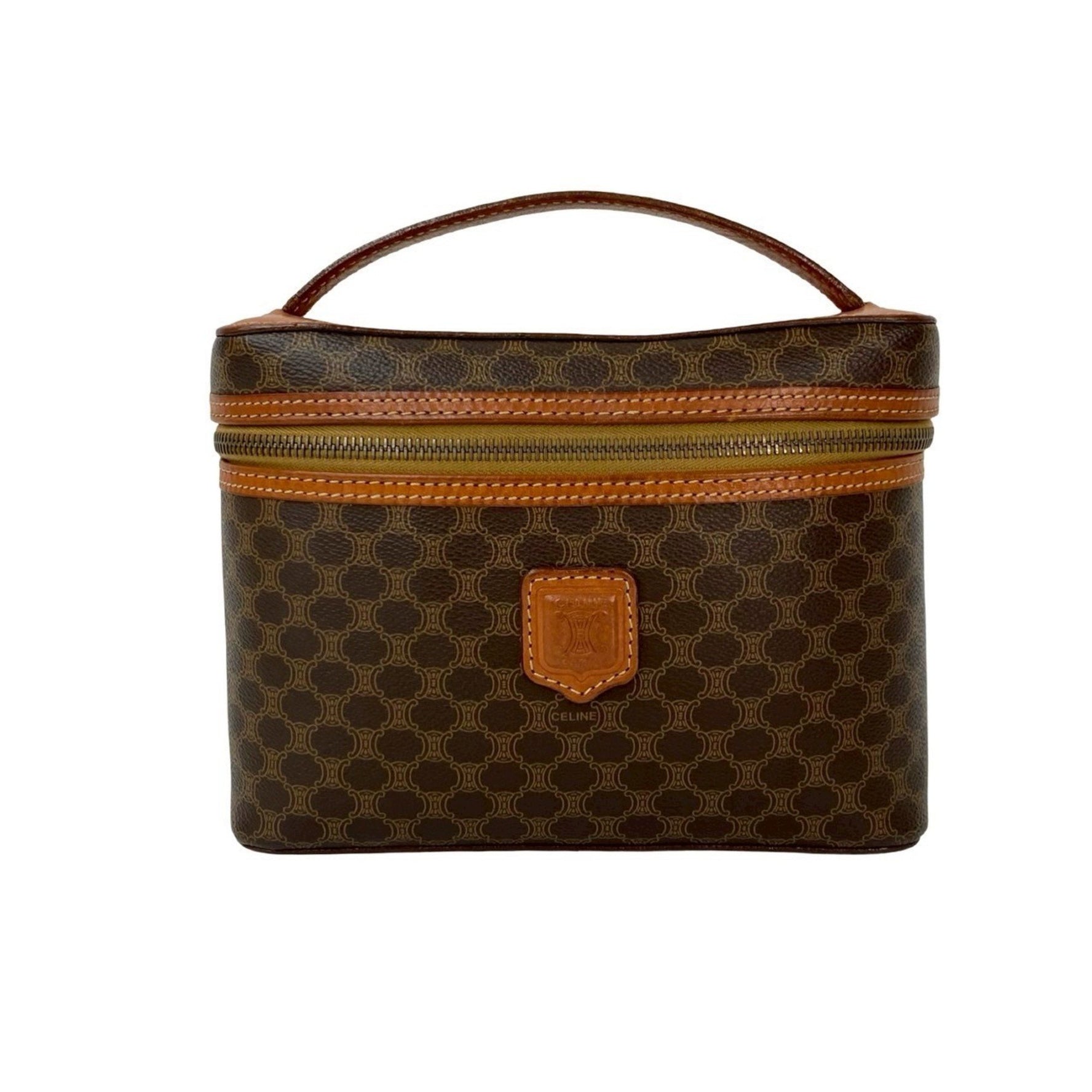 CELINE Vintage Macadam Blason Triomphe Leather Handbag Vanity Bag
