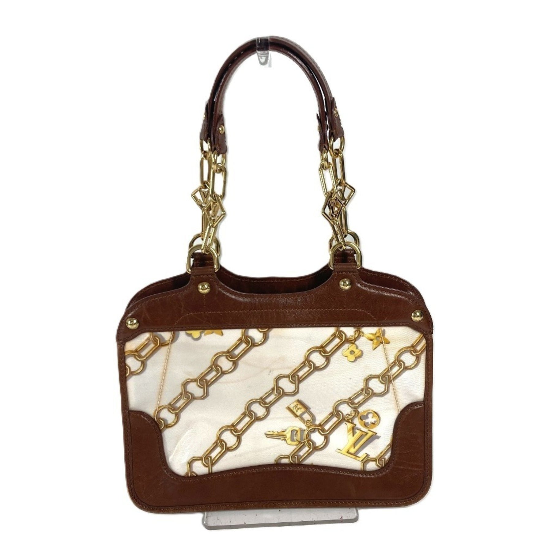 Louis Vuitton Monogram Charm Hippo Bag Handbag Tote Shoulder Vinyl Leather Brown