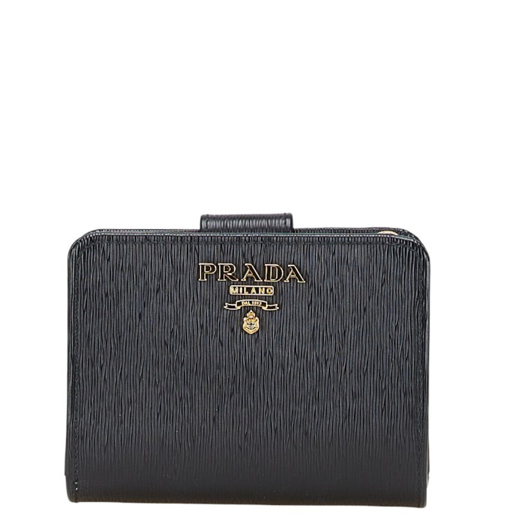 PRADA L-shaped bi-fold wallet IML018 Black leather Women's