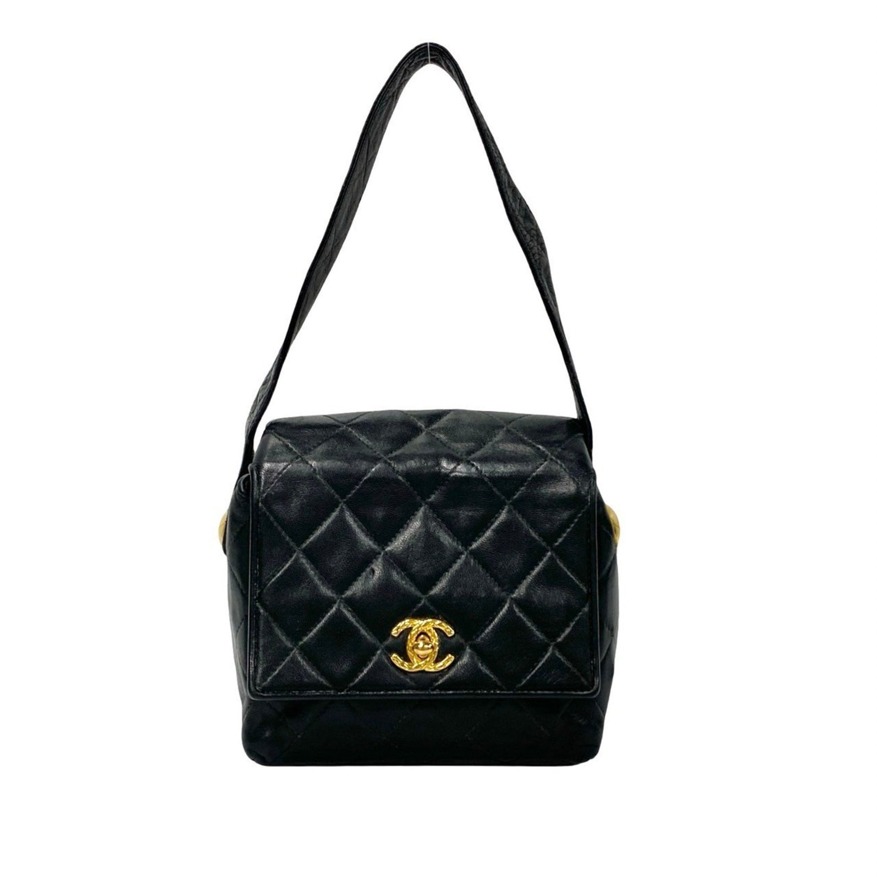 CHANEL Vintage Matelasse Coco Mark Lambskin Mini Handbag/Shoulder Bag