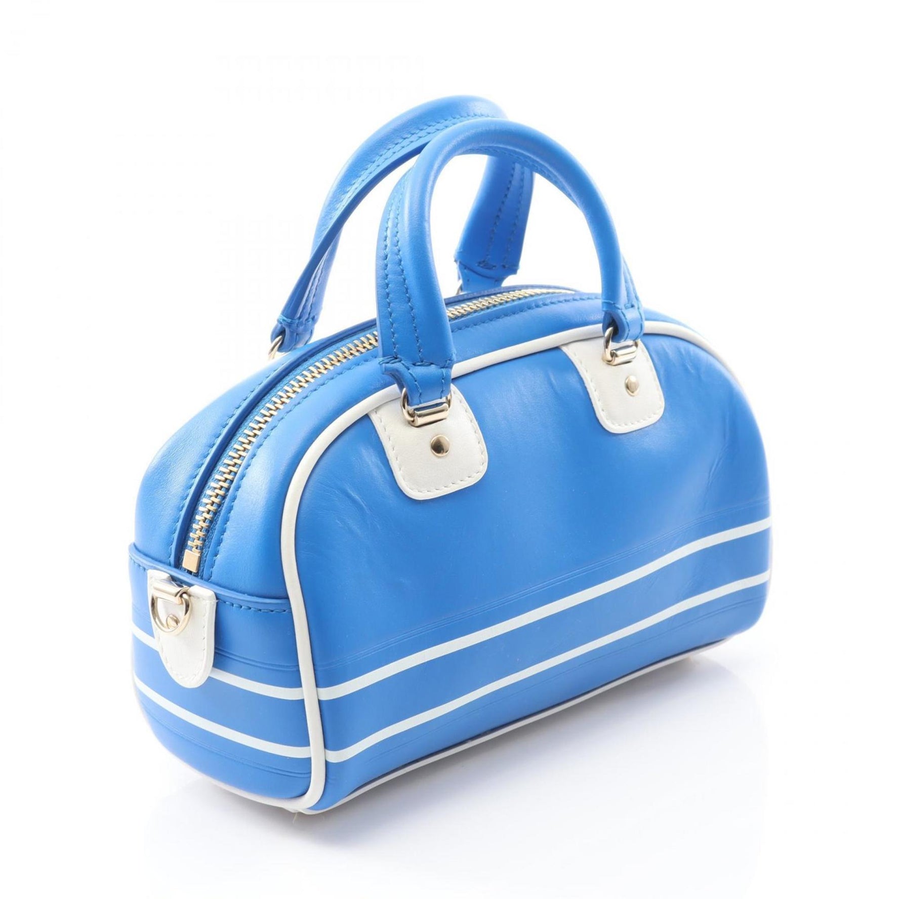 Christian Dior Dior VIBE Mini Bowling Bag, Leather Handbag, Blue and White