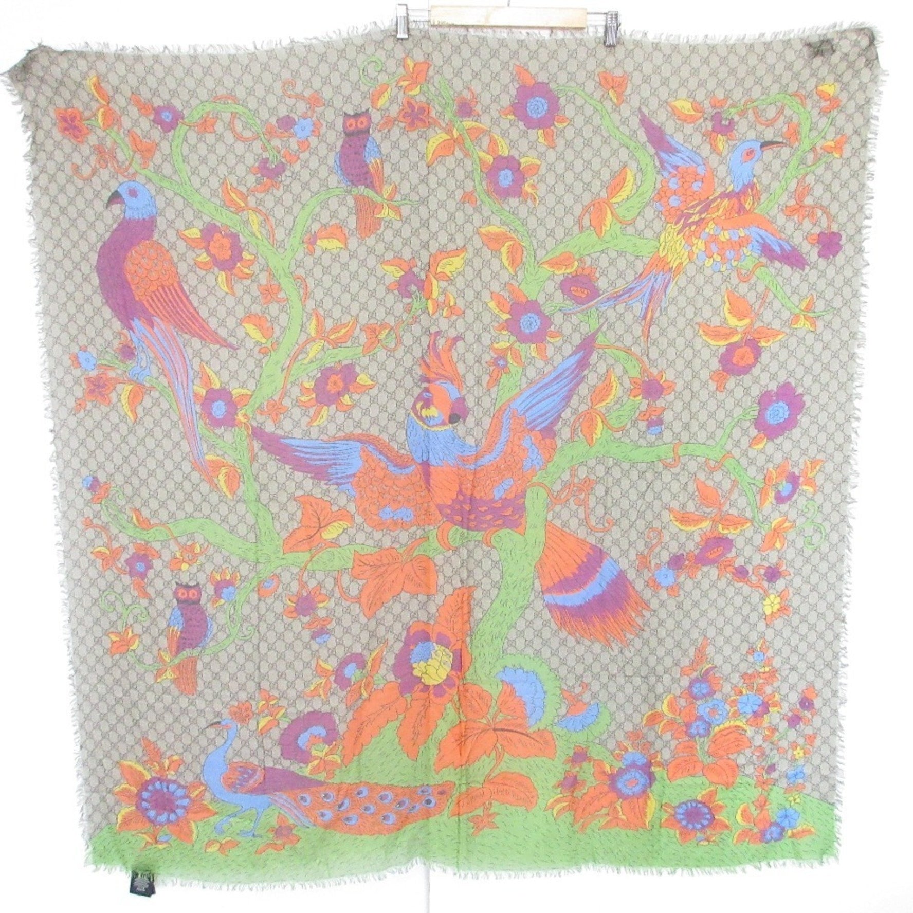 GUCCI Jubilee Print Modal Silk Large Scarf/Shawl in Beige and Multicolor Women