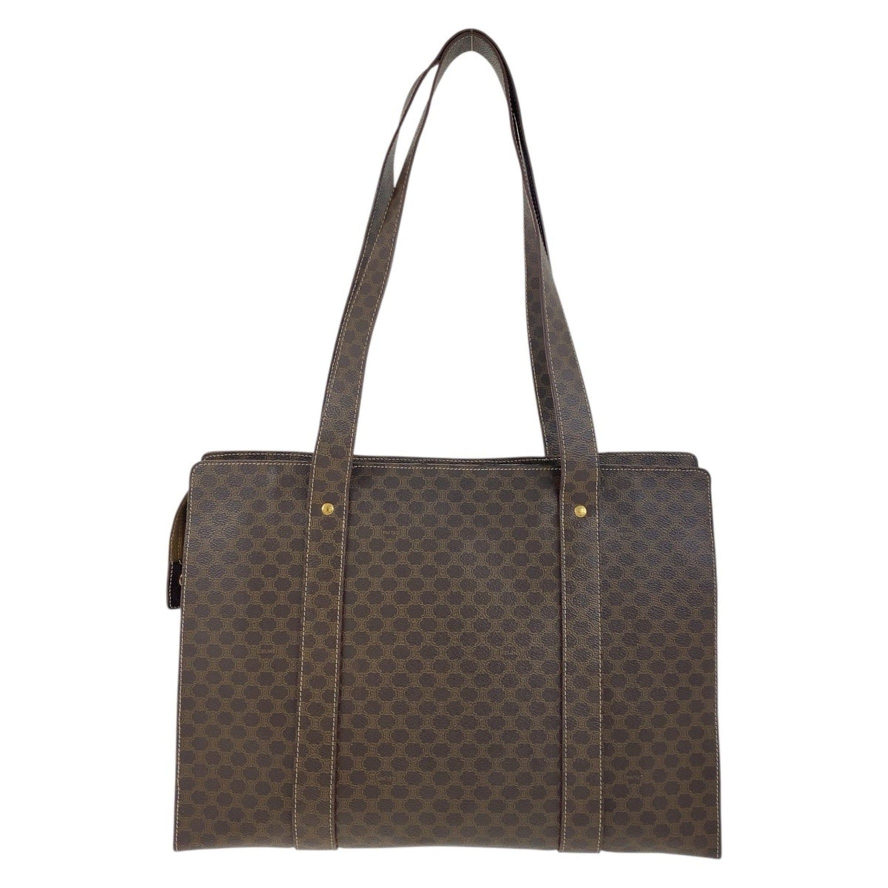 CELINE Vintage Macadam Gold Hardware 2 Tote Bag Shoulder