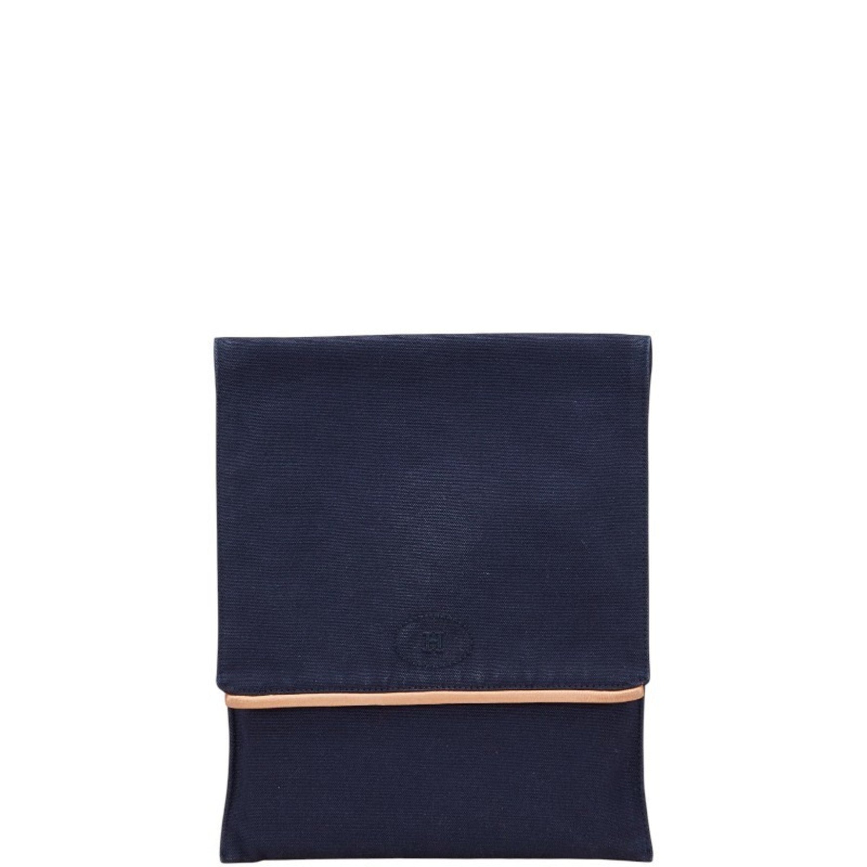Hermes Hermès Bolide Travel Pouch, Dark Navy and Brown Cotton