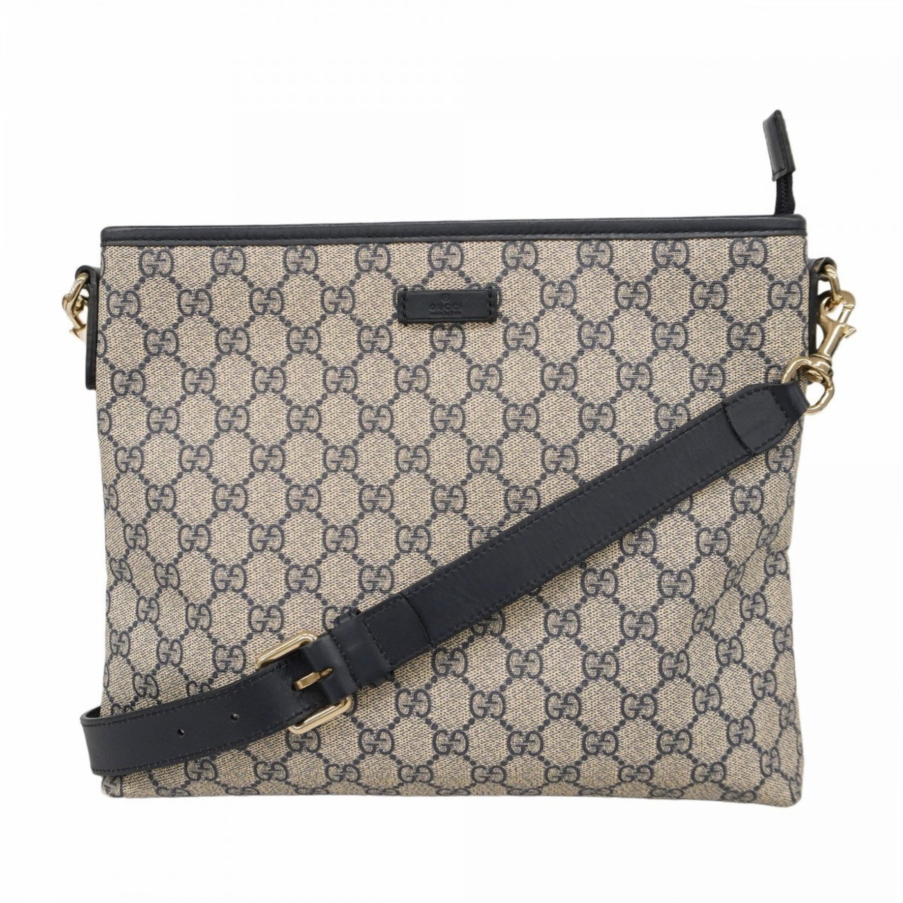 Gucci GG Supreme Shoulder Bag Navy Champagne Women's