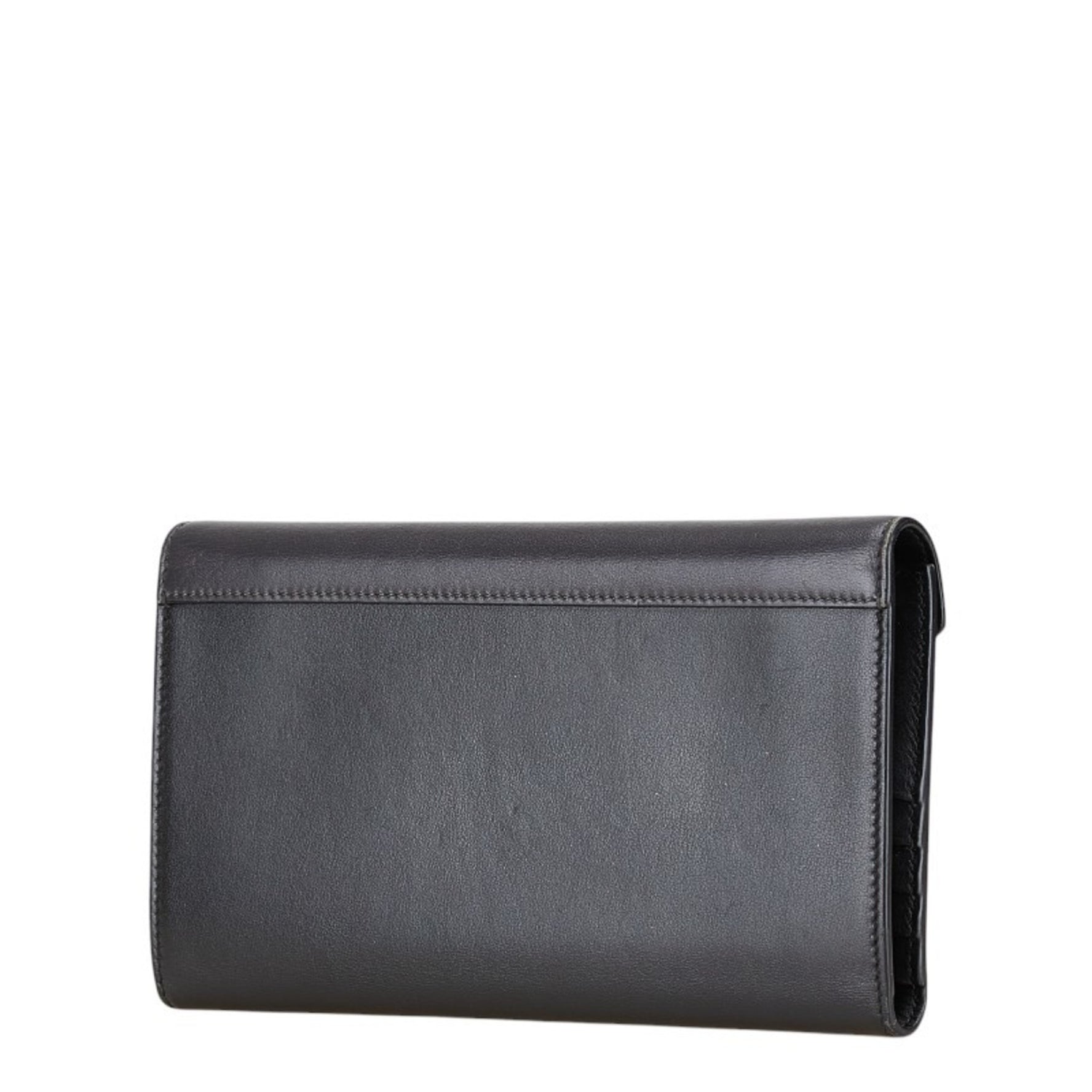 CELINE Tri-folded Multi-function Long Wallet Black Pink Leather