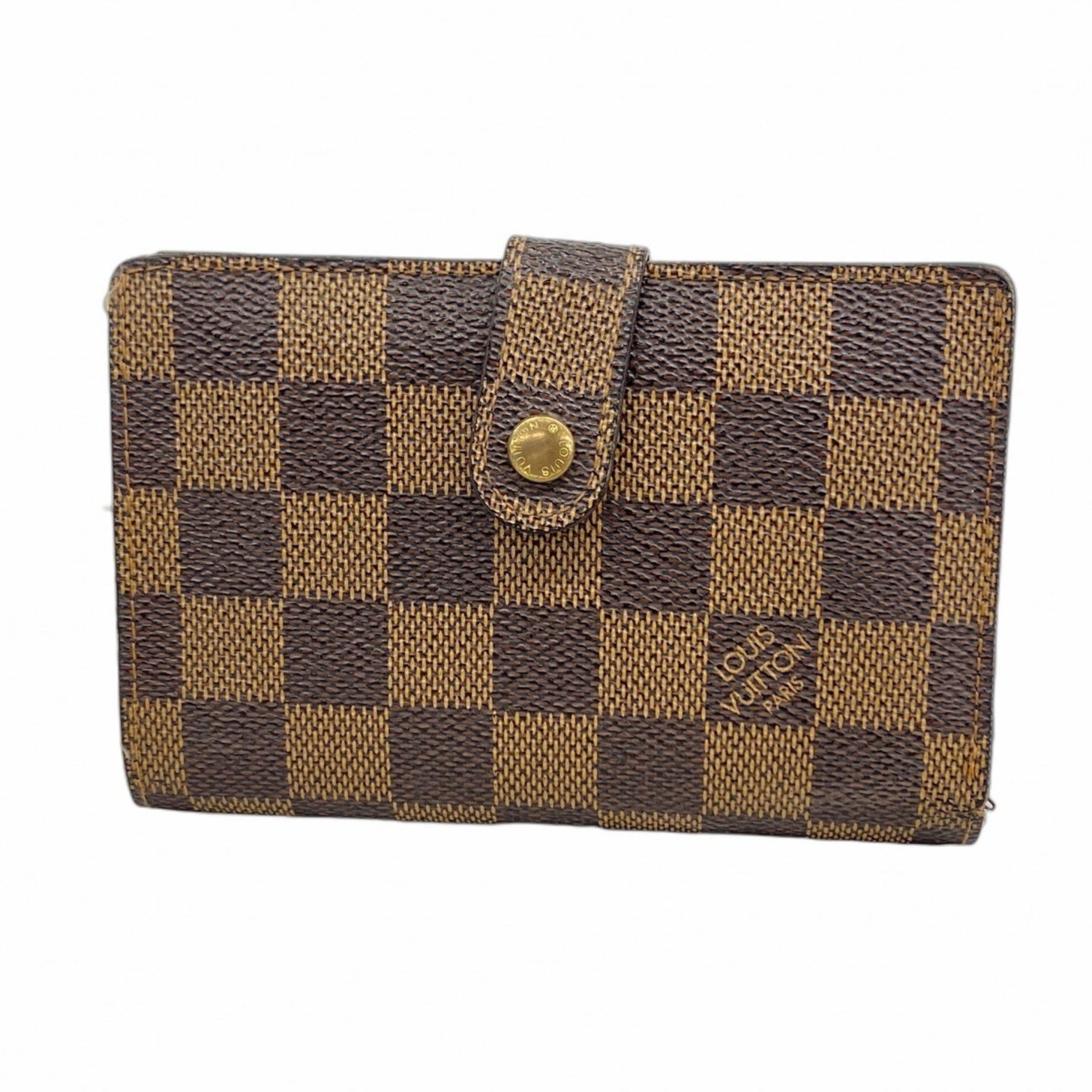 Louis Vuitton Damier Porte Monnaie Bi-fold Viennois Wallet N61664 Ebene Women's