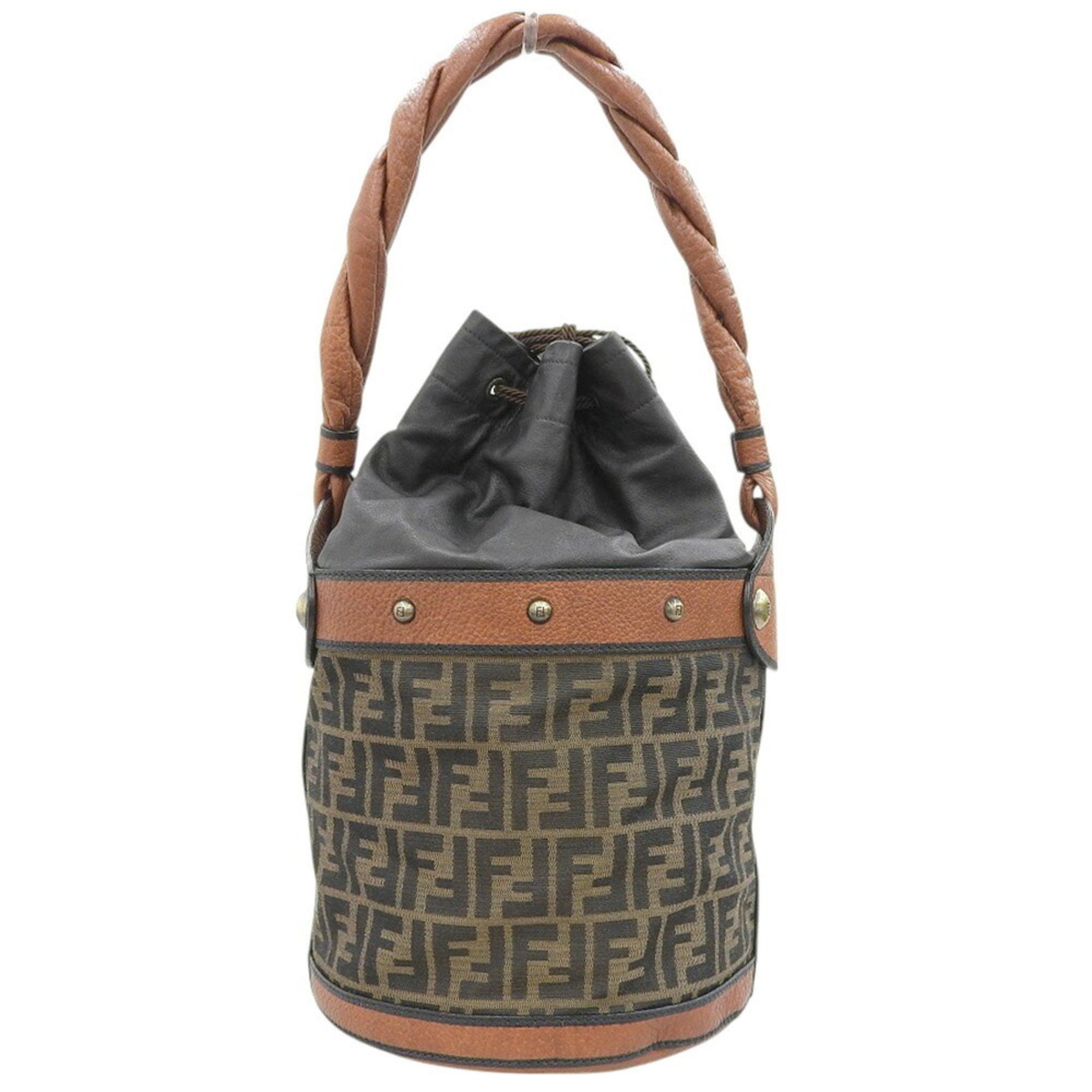 FENDI Zucca pattern bucket bag 2305 VJJ 069 Shoulder Canvas Leather Brown