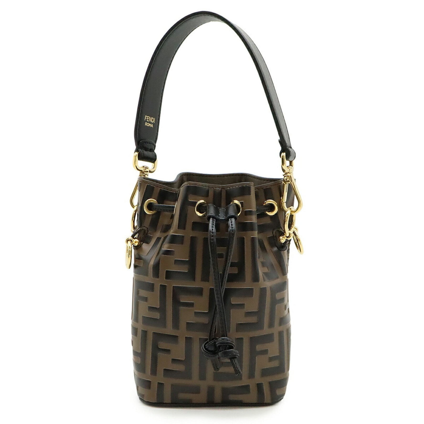 FENDI Mon Tresor handbag with Zucca pattern and FF motif, in brown black leather