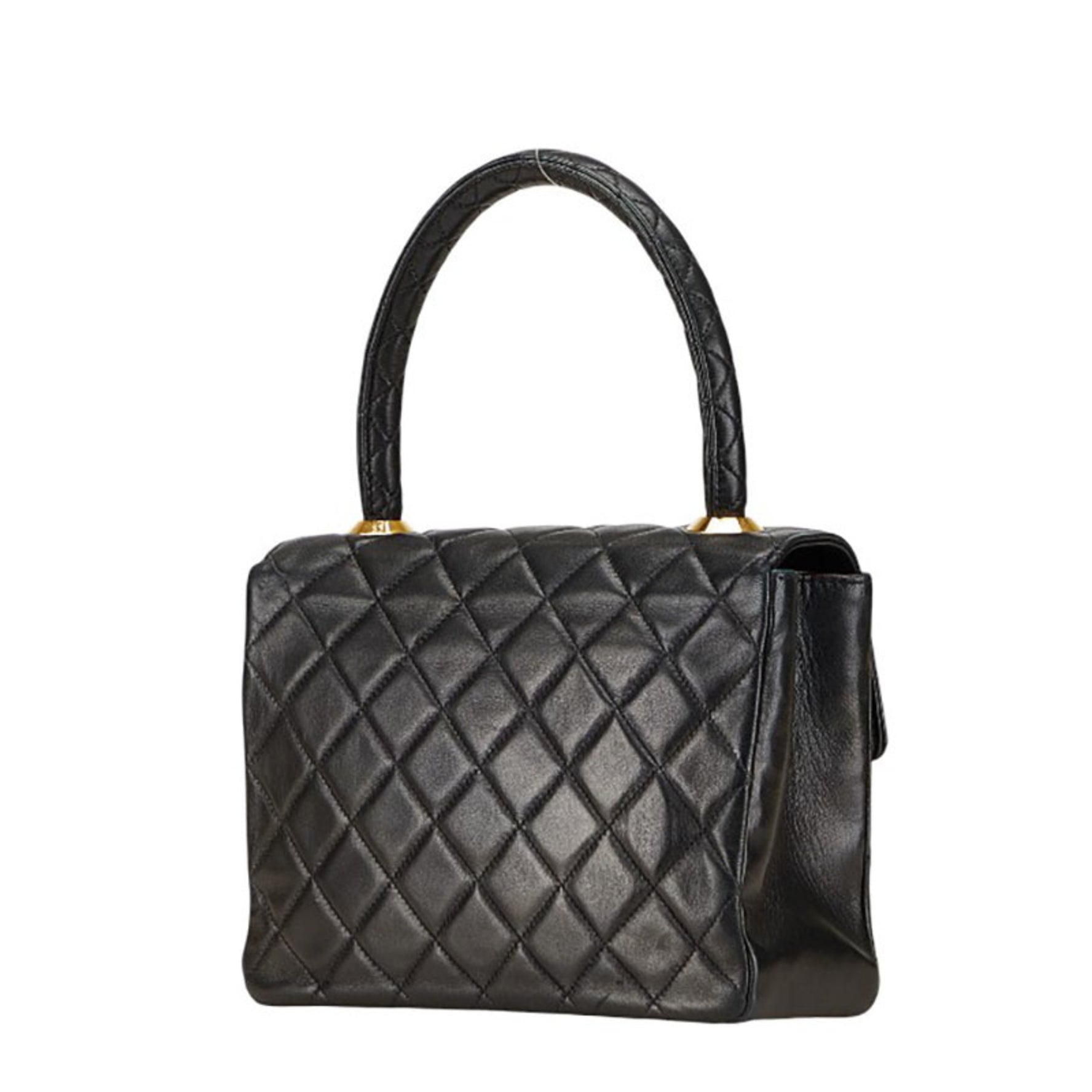 CHANEL Matelasse Coco Mark Handbag with Top Handles, Lambskin