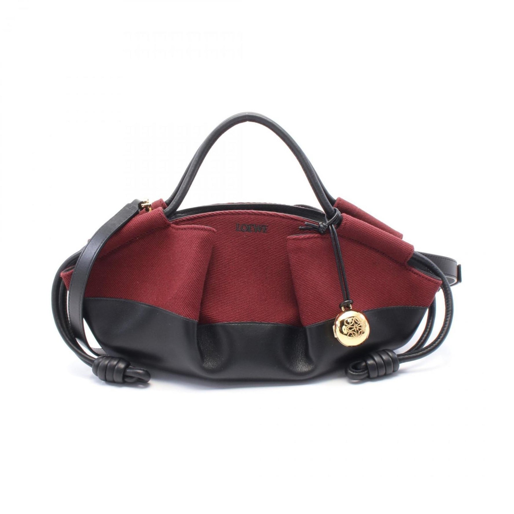 LOEWE PASEO Small Handbag Canvas Leather Bordeaux Black