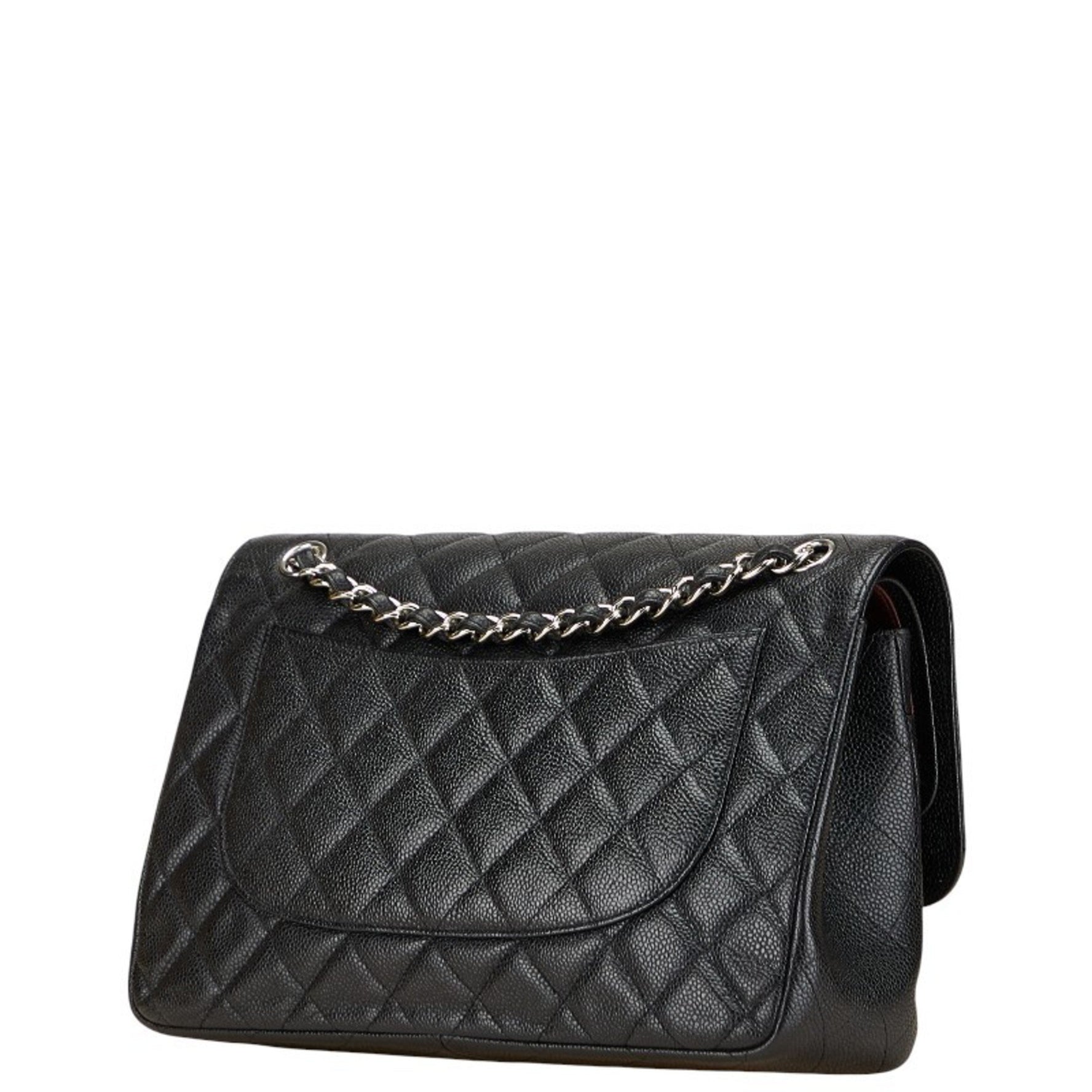 CHANEL Coco Mark Matelasse 30 Double Flap Chain Shoulder Bag in Caviar Skin