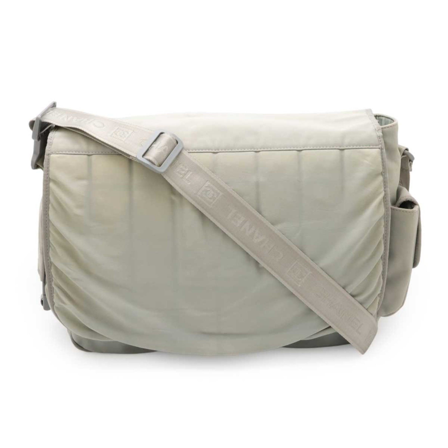 CHANEL Sport Line Chocolate Bar Coco Mark Shoulder Bag Nylon Light Gray