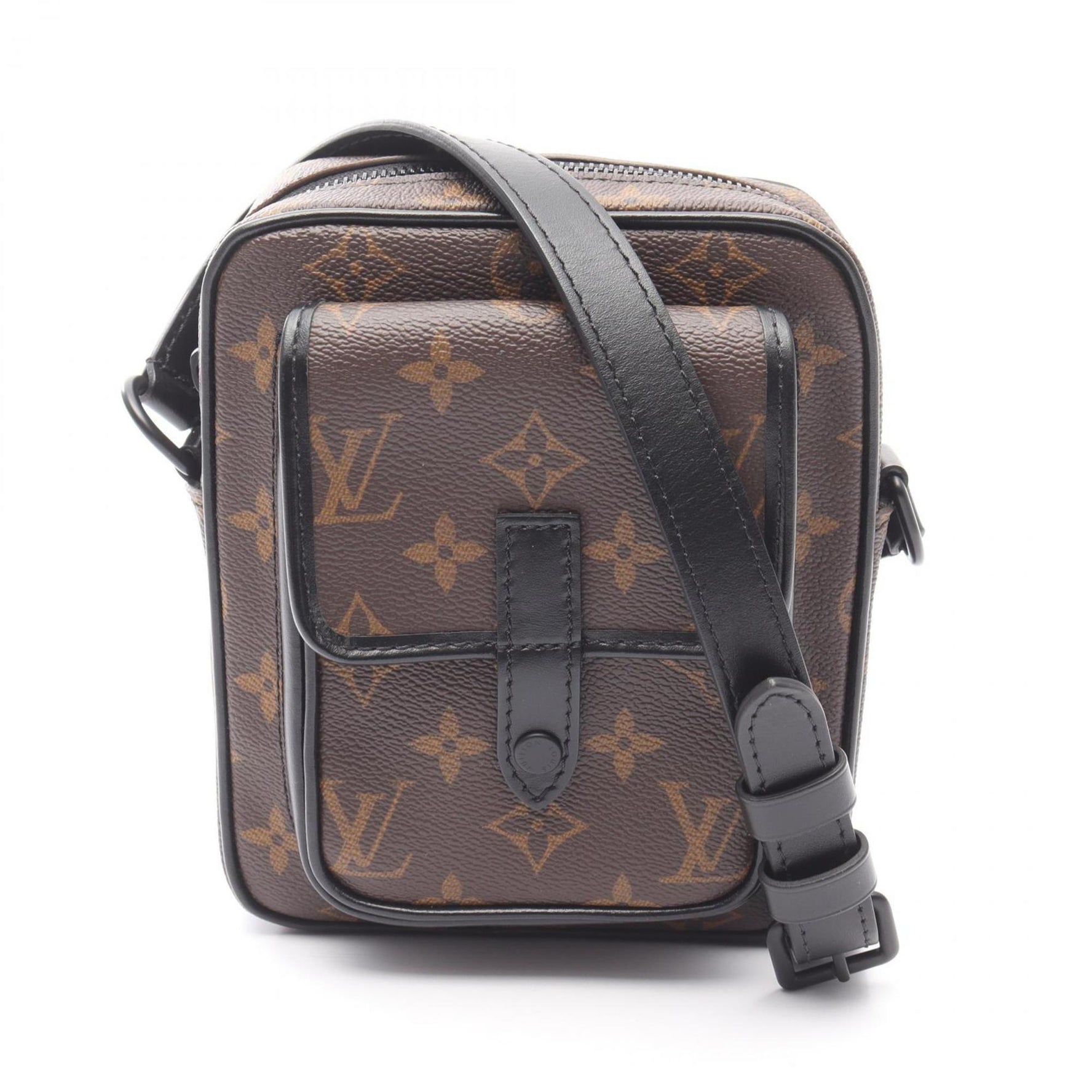 Louis Vuitton Christopher Wearable Wallet Shoulder Bag, Coated Canvas and Leather, Monogram Macassar, Brown Black