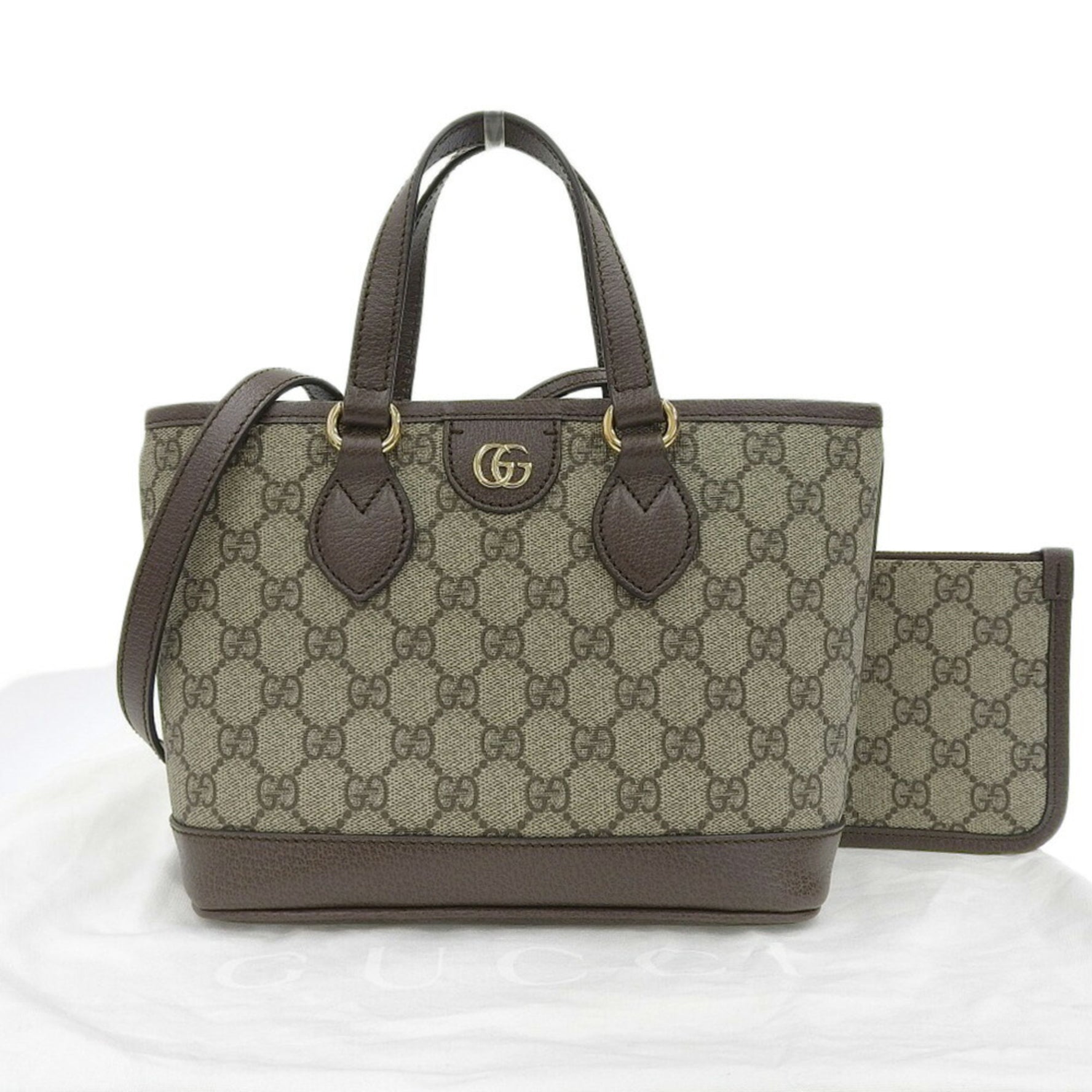 GUCCI Mini Tote Bag GG Supreme Beige Brown Double G