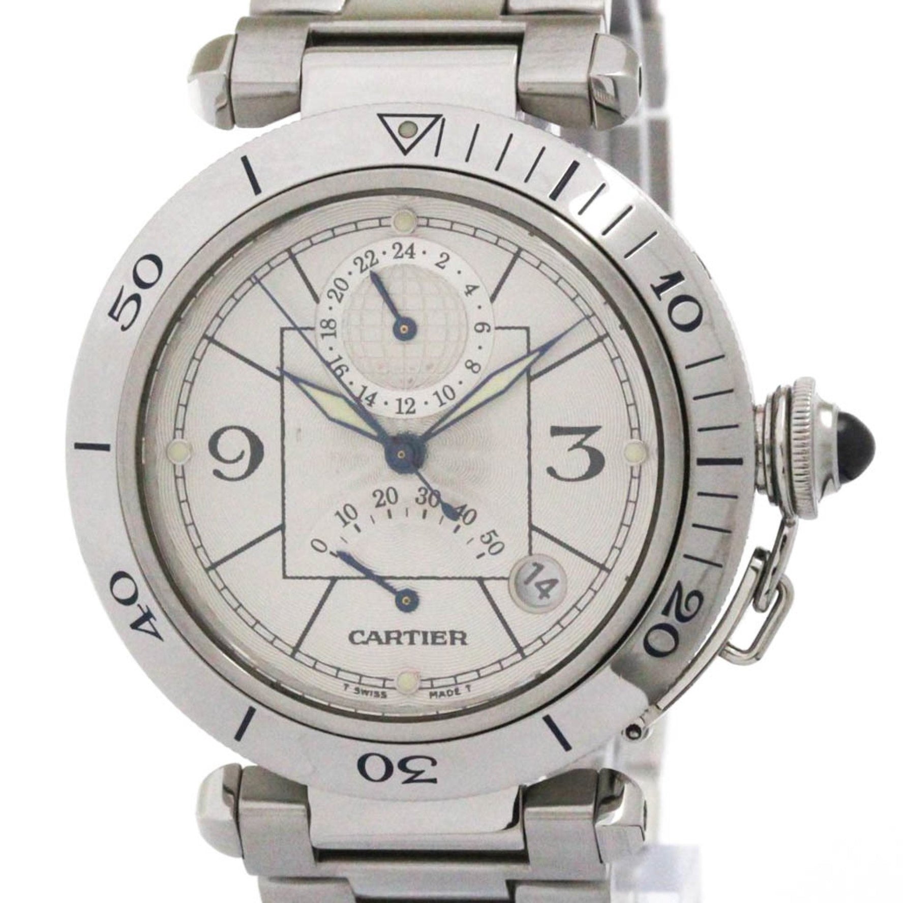 CARTIER Pasha 38 GMT Power Reserve Automatic Watch Polished