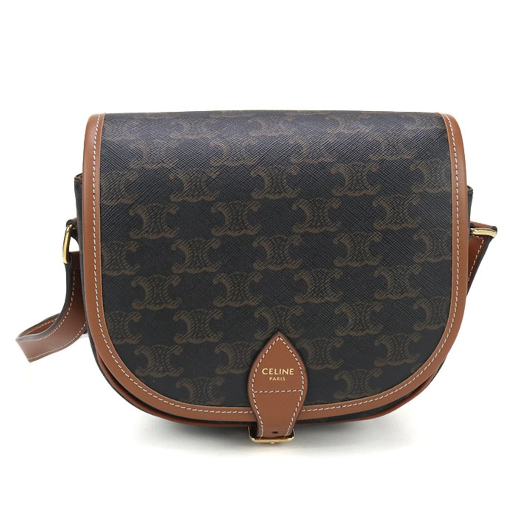 CELINE Folco Triomphe Canvas Shoulder Bag Medium
