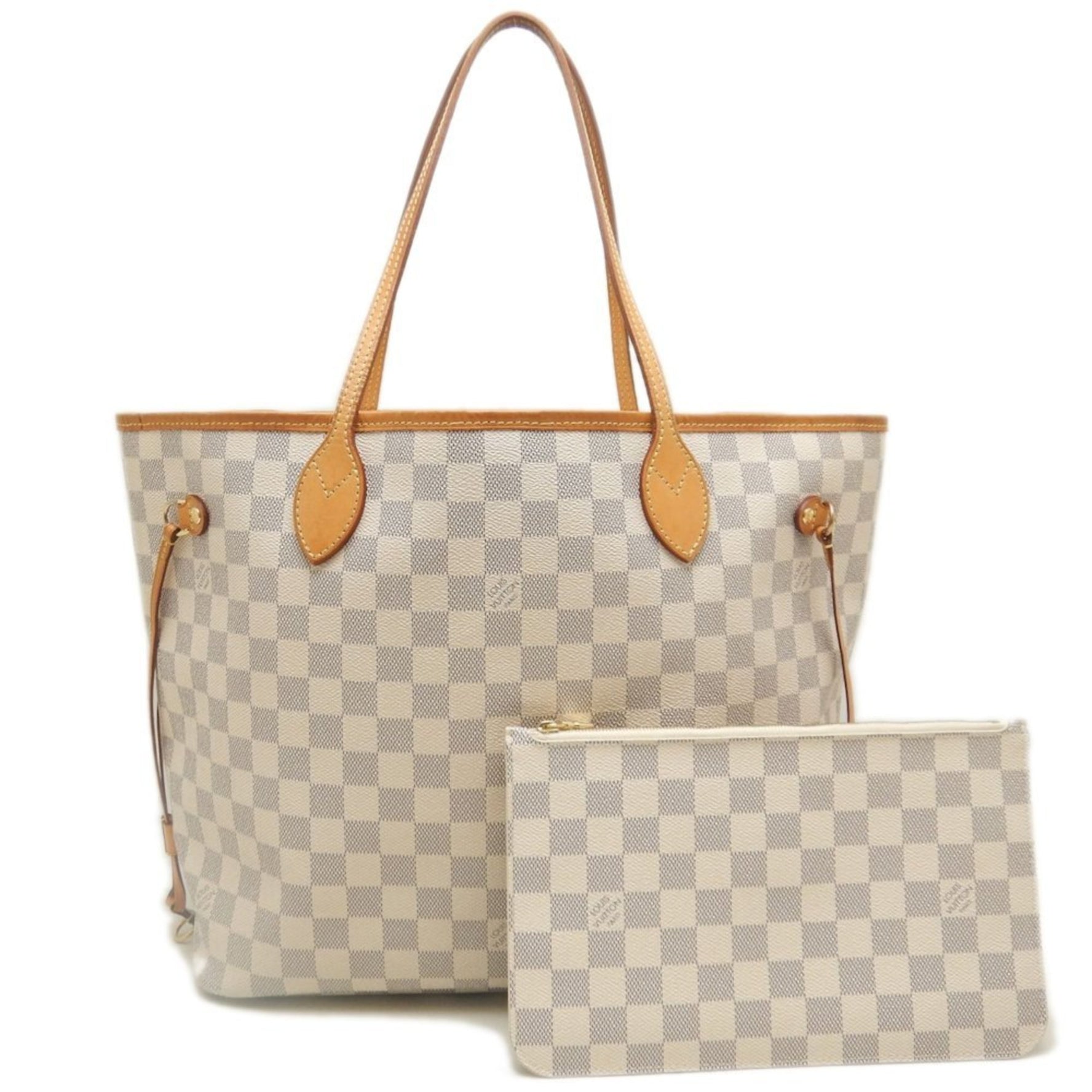 LOUIS VUITTON Damier Azur Neverfull MM Tote Bag White