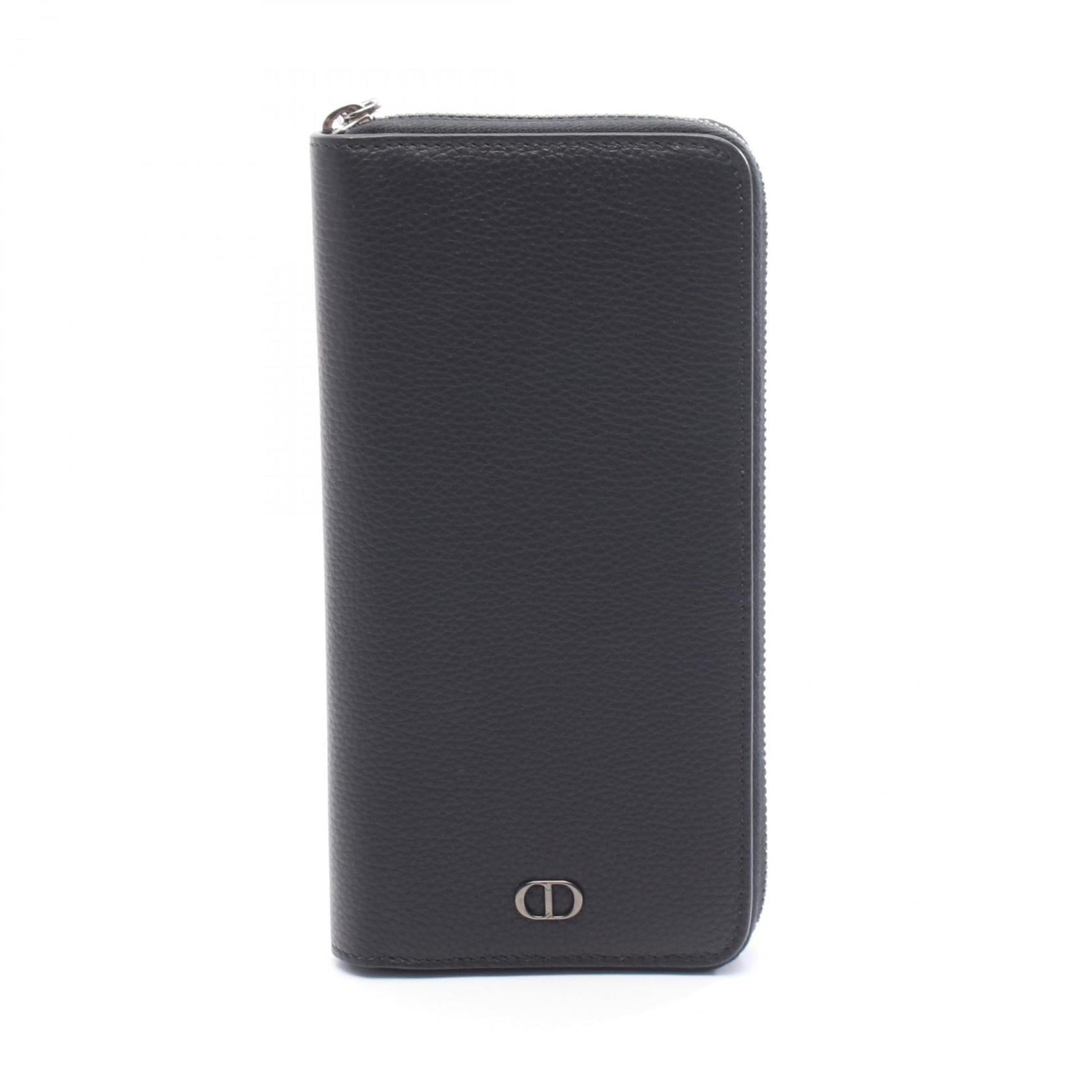 Christian Dior Dior Vertical Long Zip Wallet, Round Leather