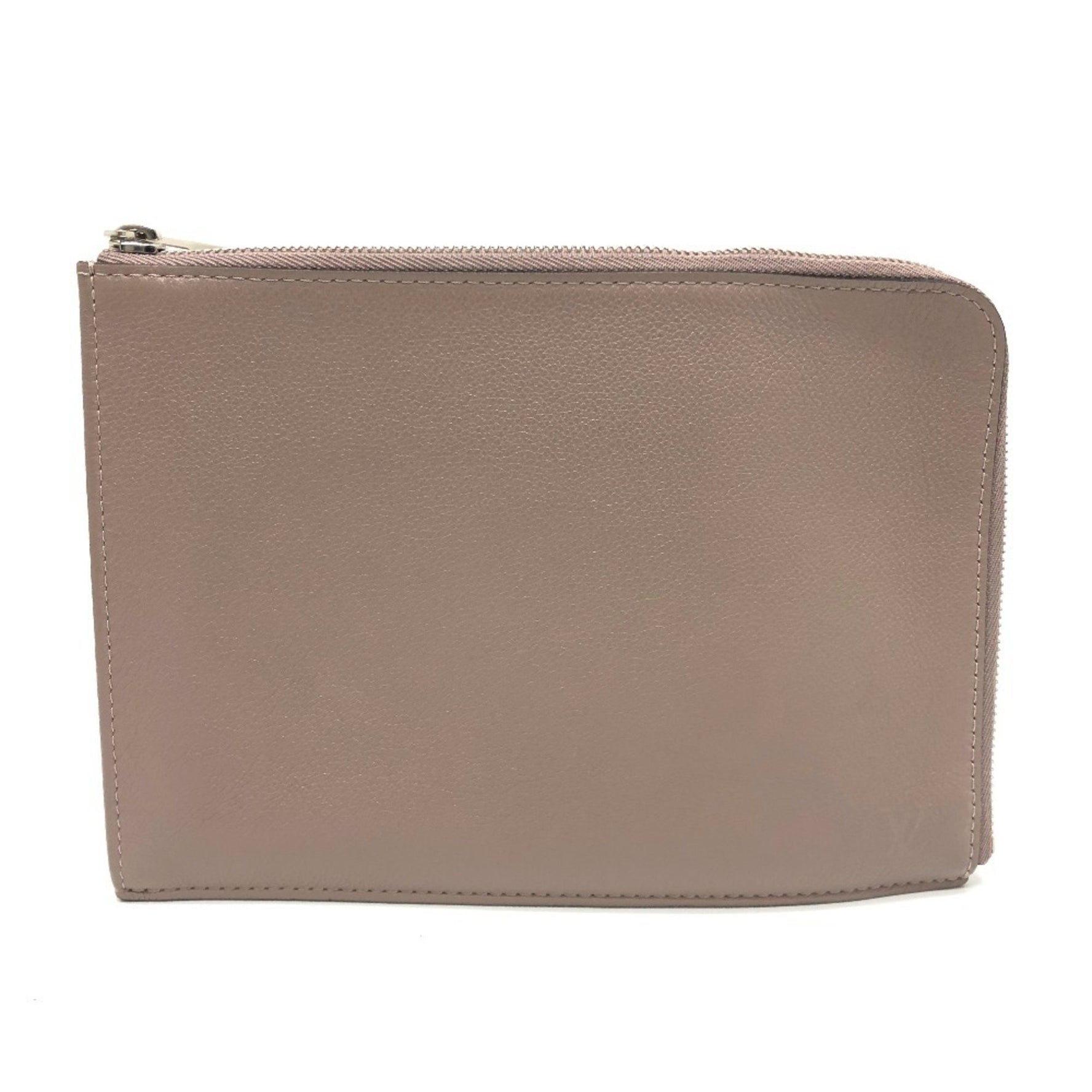 LOUIS VUITTON R99760 L-shaped zipper Pochette Jour PM pouch/flat clutch bag in Taurillon, taupe and beige.