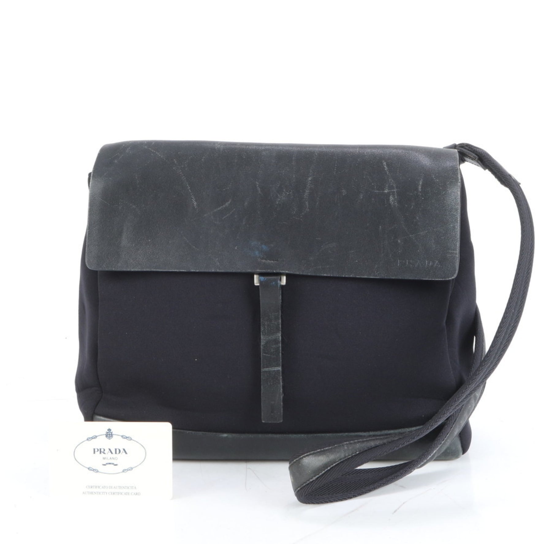 Prada Leather Shoulder Bag/Messenger Tote Bag with Guarantee Card