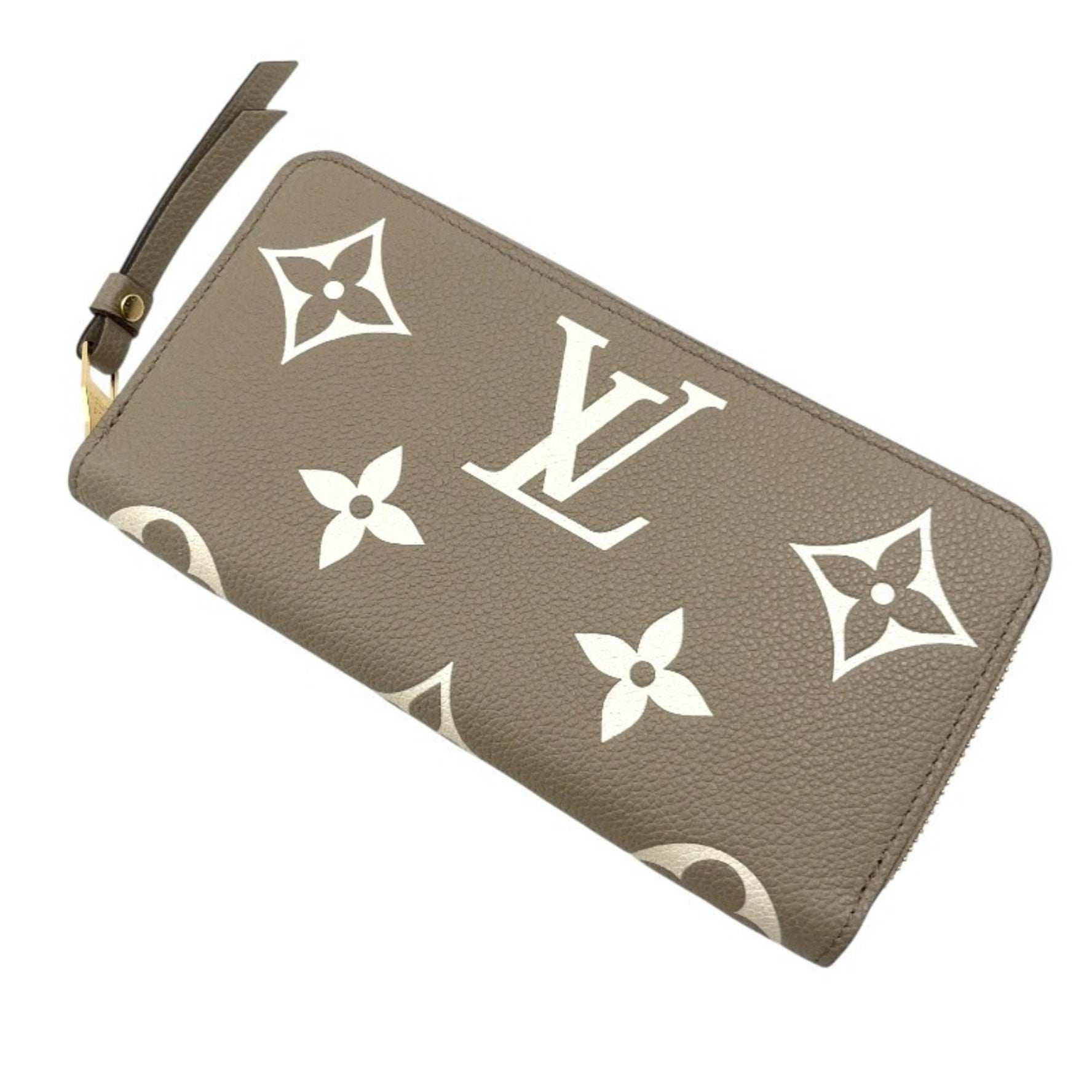 Louis Vuitton Zippy Wallet Long Leather Two-Tone Monogram Empreinte Tourterelle Creme
