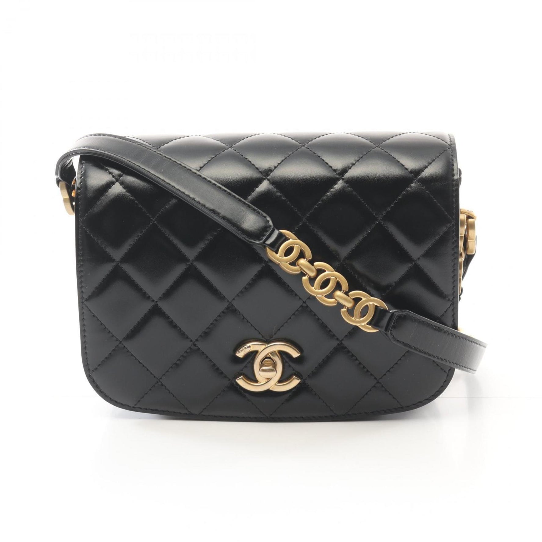 CHANEL Matelasse Shoulder Bag Leather Suede Women's Black