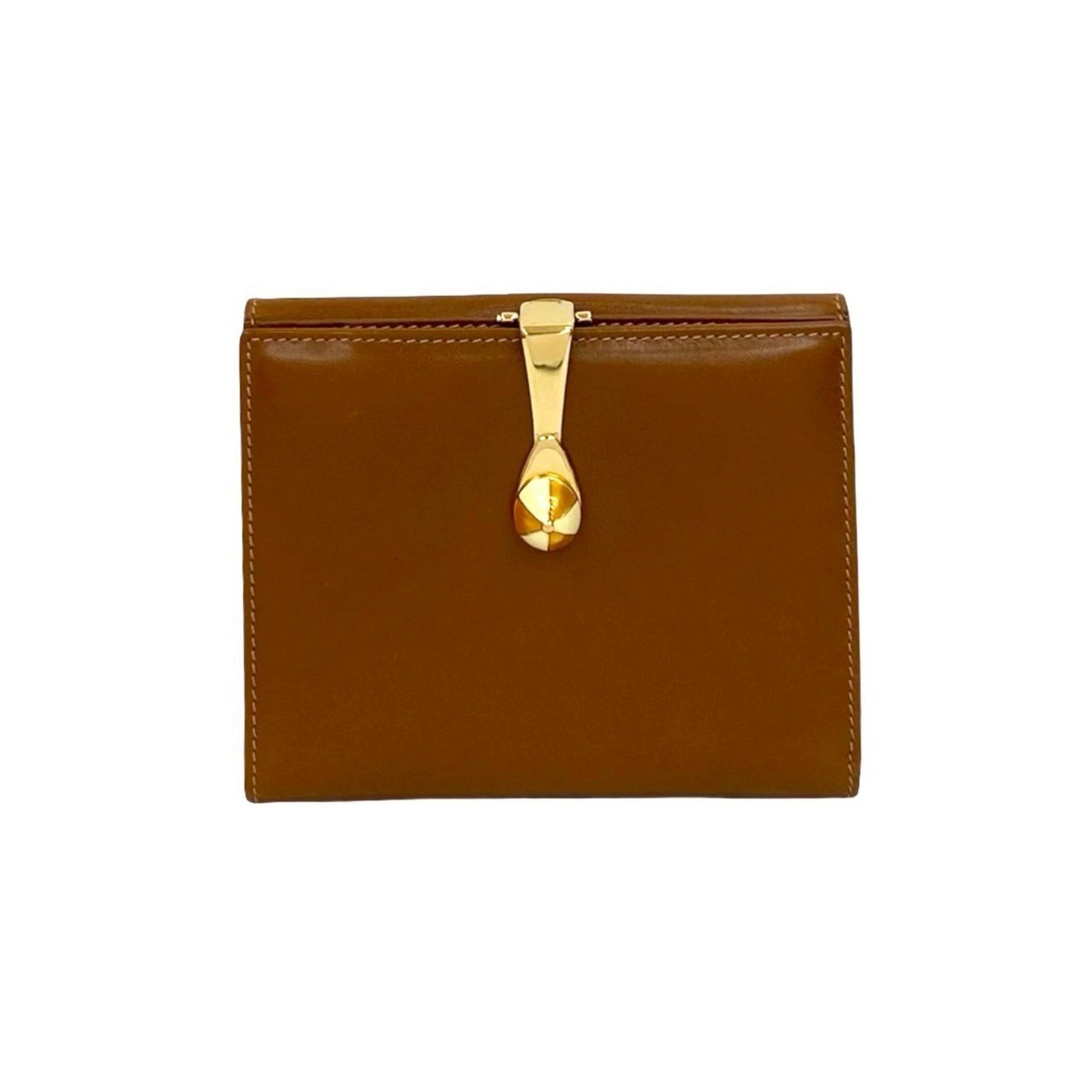 GUCCI Old Gucci Leather Genuine Bifold Wallet Mini Business Card Holder/Card Case Brown