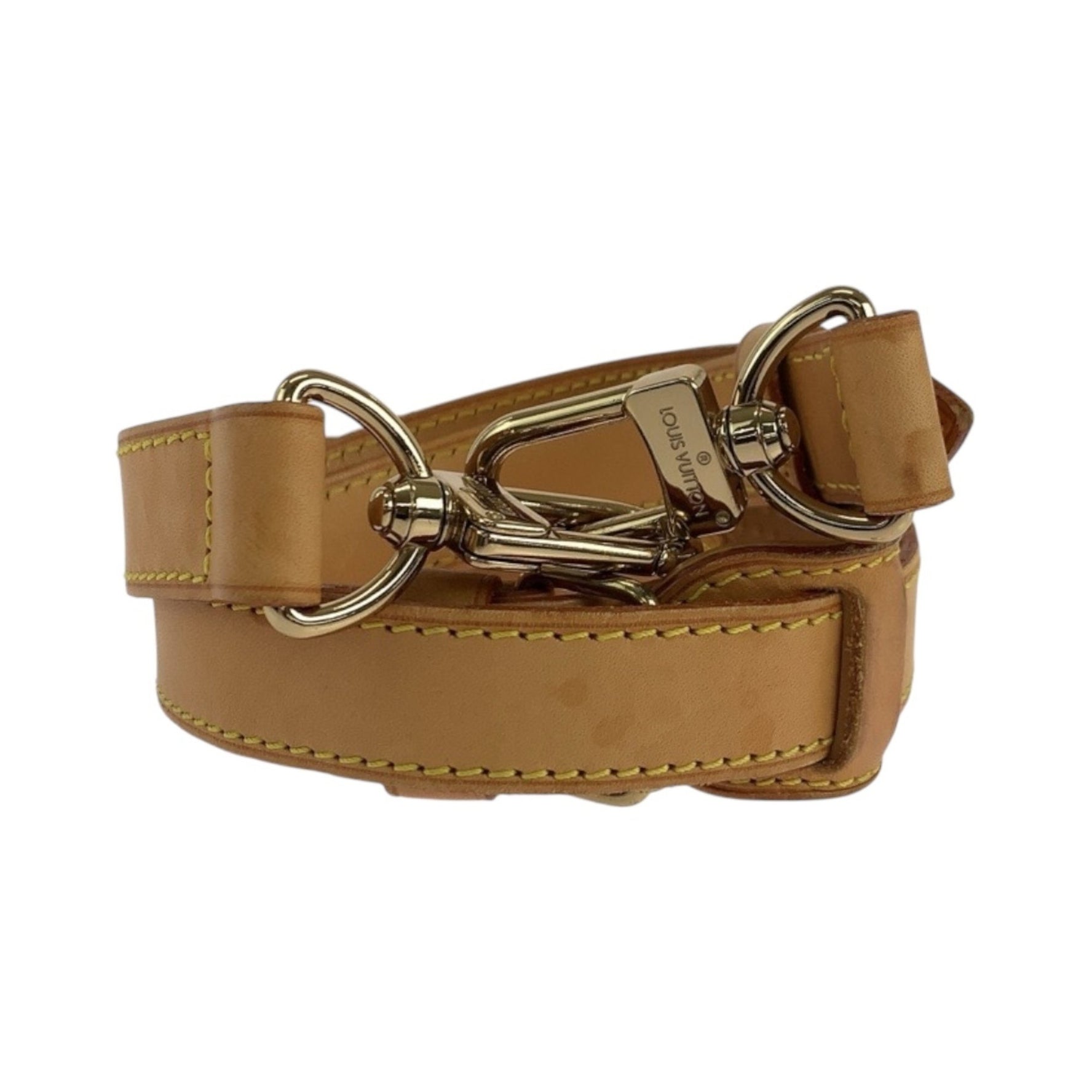 LOUIS VUITTON Brown Leather Shoulder Strap with Gold Hardware (Shoulder Only)