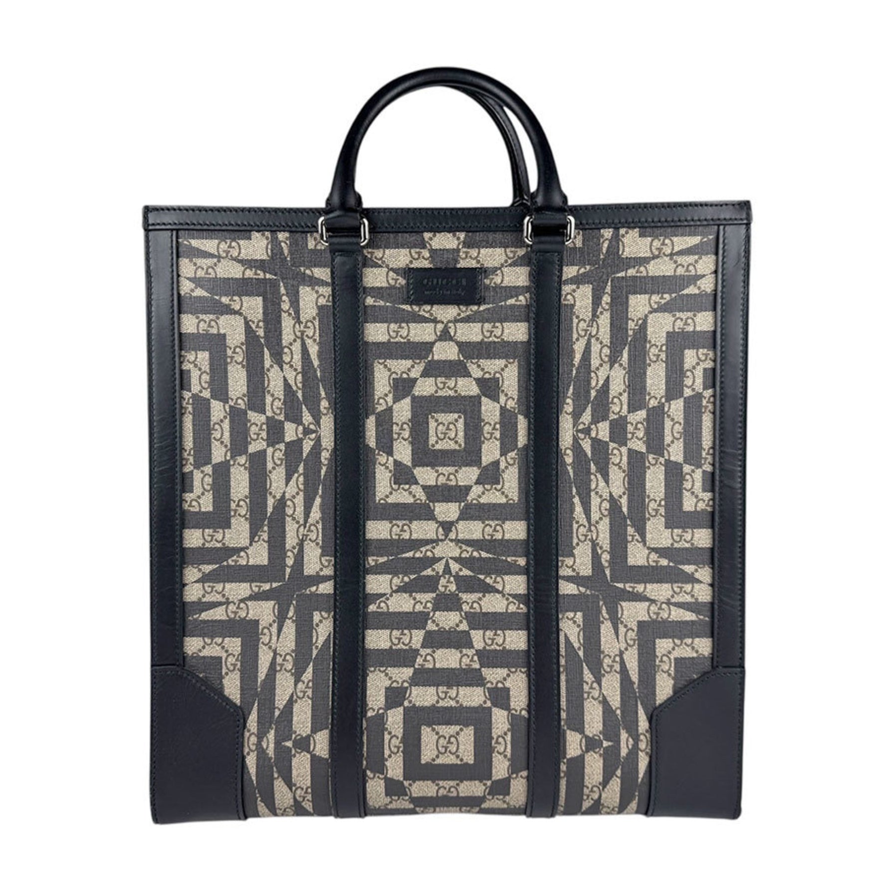 GUCCI Shoulder Bag Handbag GG Kaleidoscope Supreme Canvas Black x Beige Men's