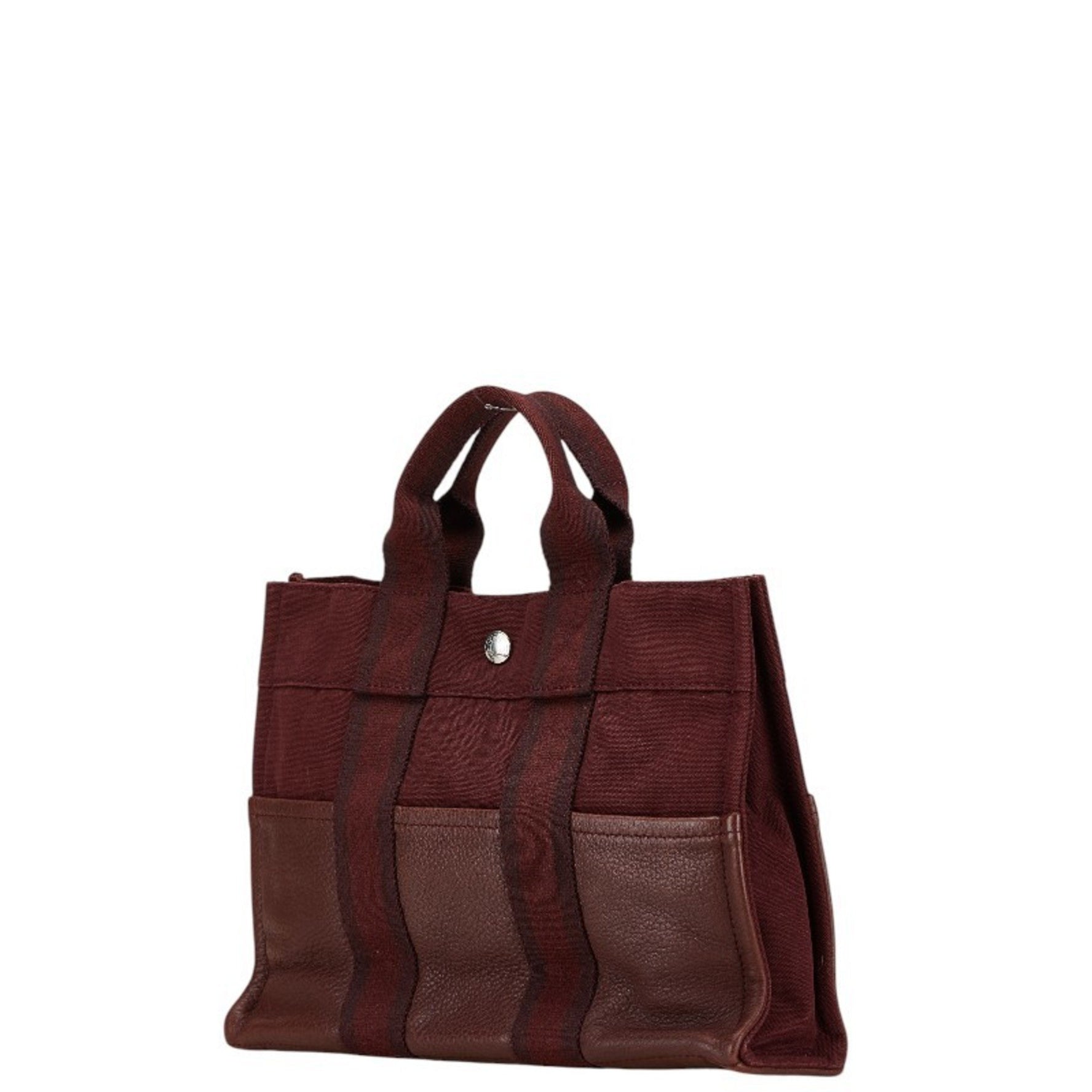 Hermes Foult PM Handbag Wine Red Canvas Leather Women's HERMES