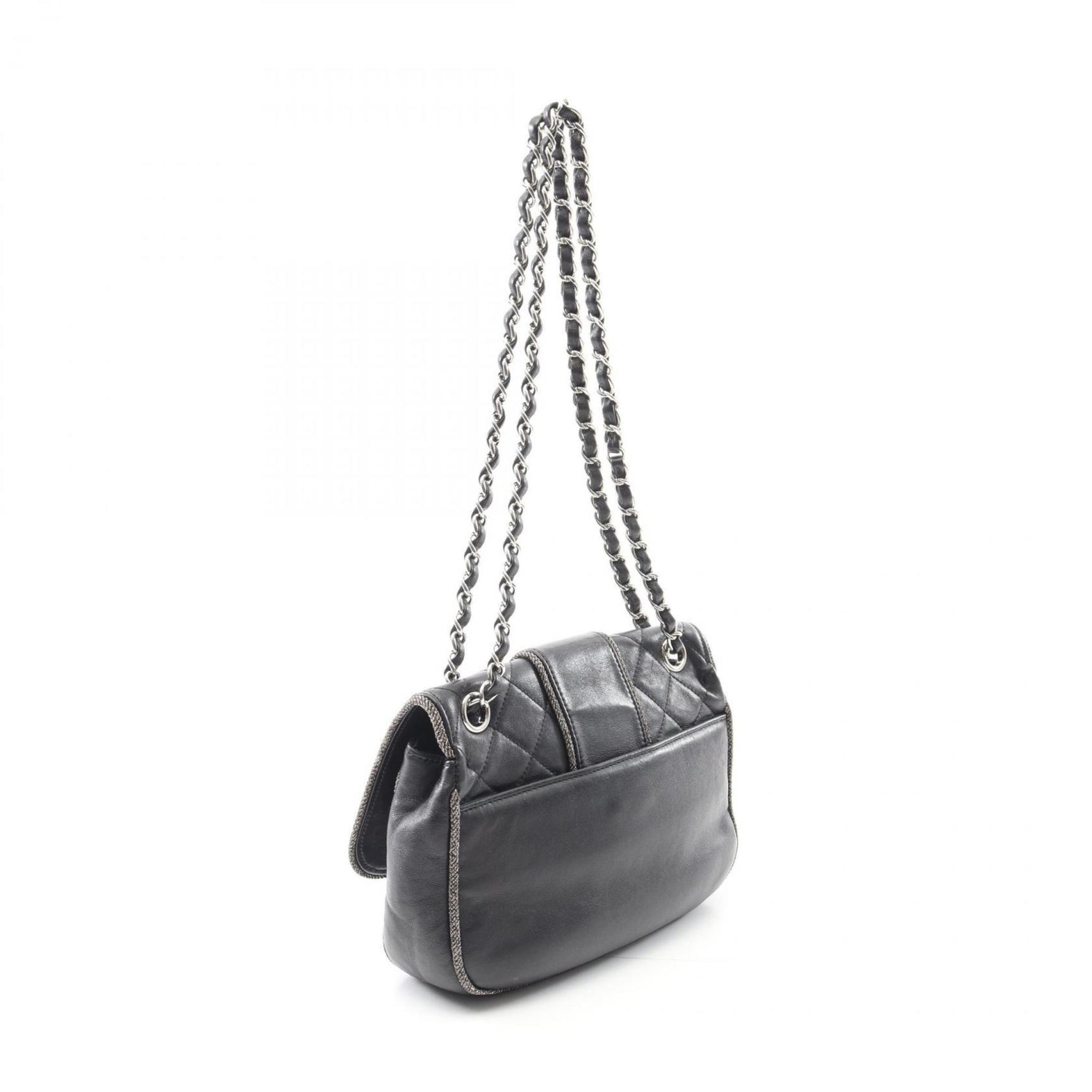 CHANEL Matelasse Shoulder Bag, Lambskin Leather, Women's, Black