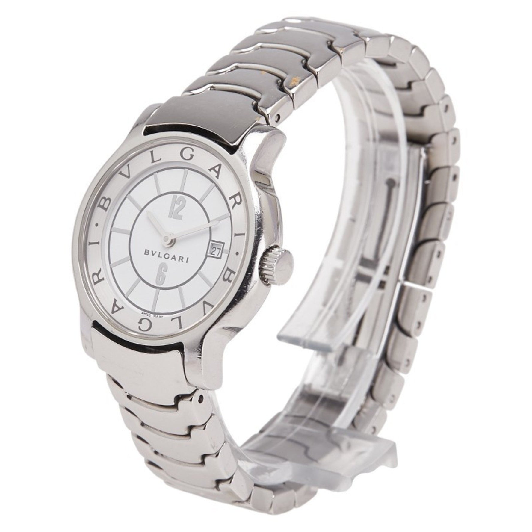Bvlgari Solotempo Date Watch Quartz White Dial Stainless Steel