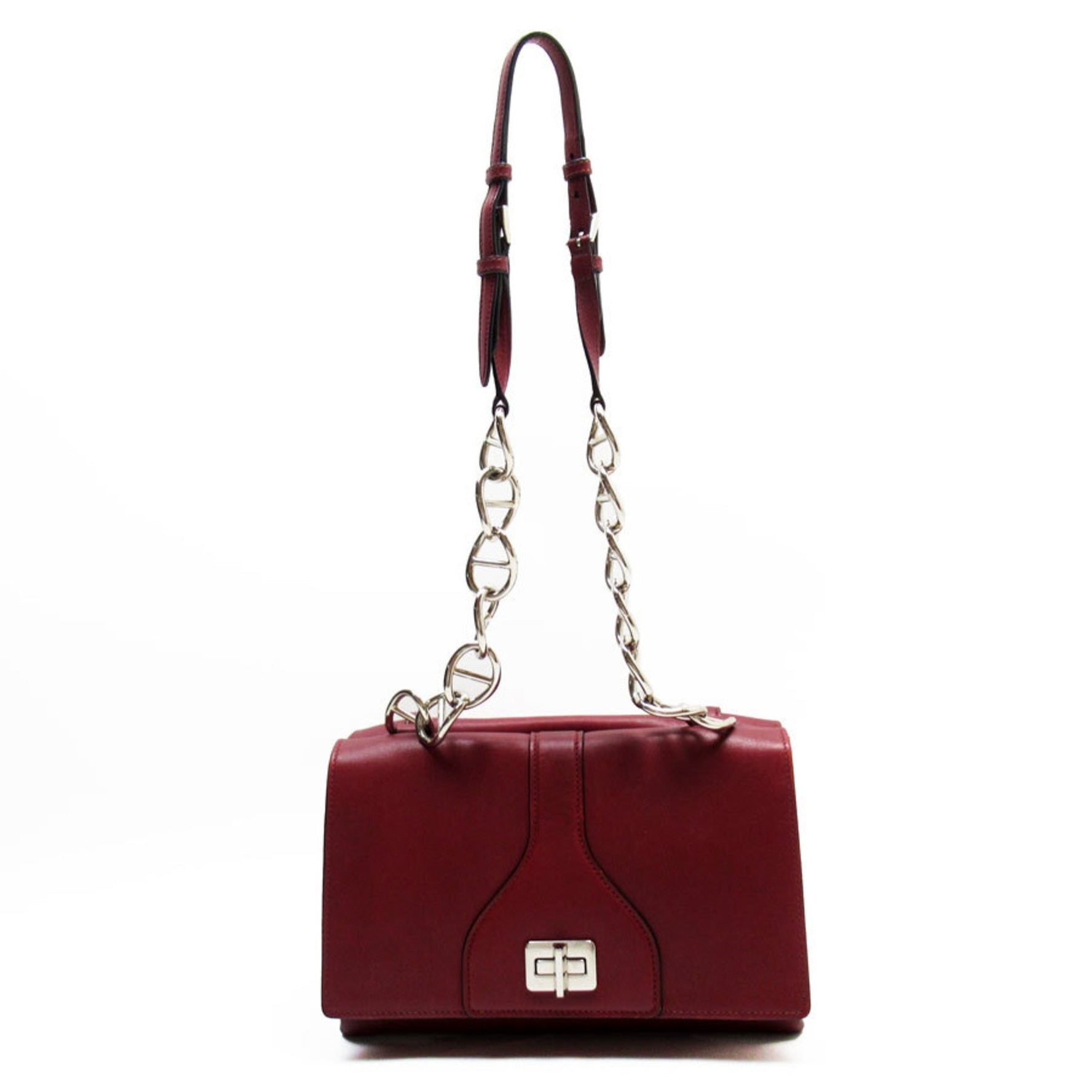 PRADA shoulder bag leather dark red women's t19500a