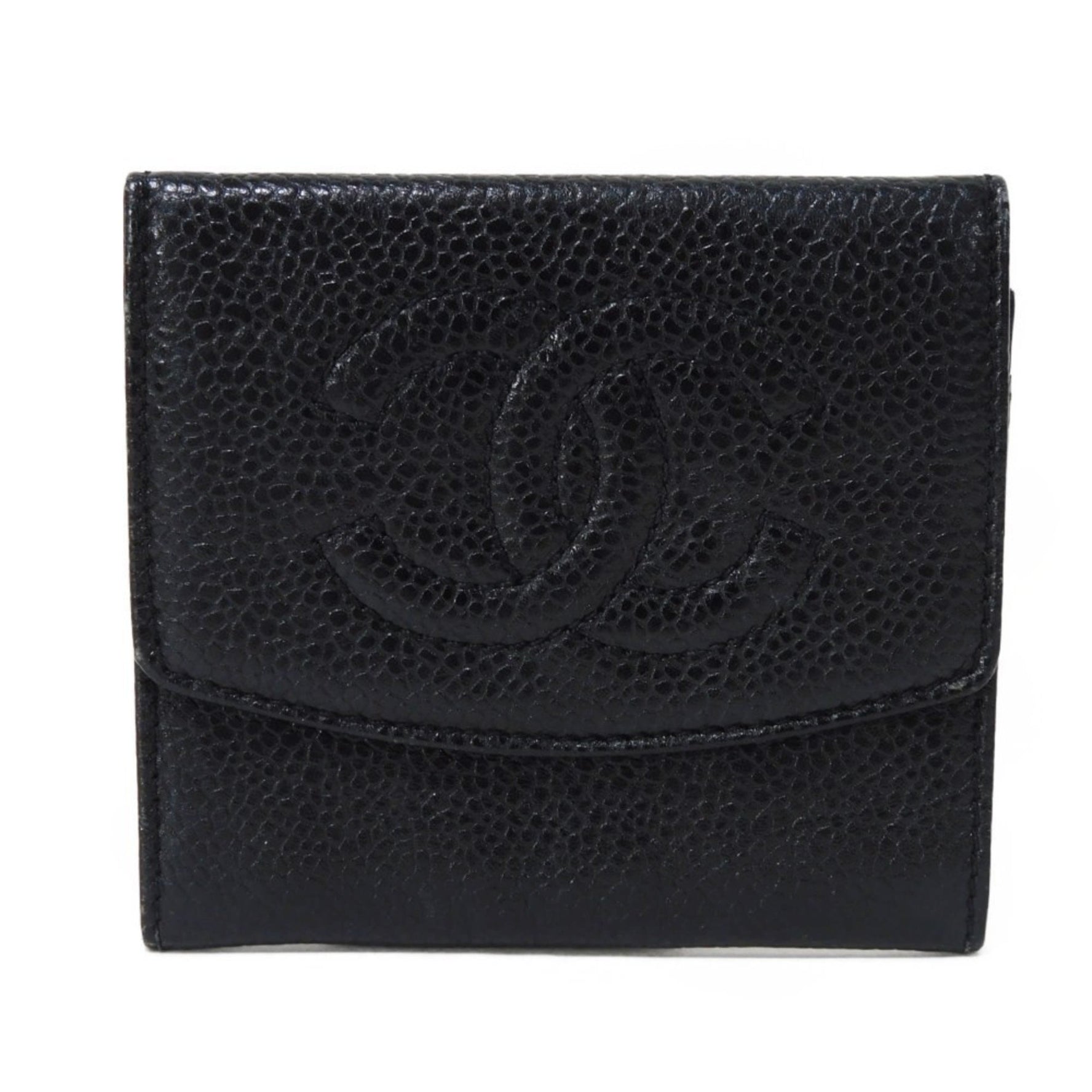 CHANEL coin case compact flap Coco mark CC 3rd series Deca caviar skin black men's women's