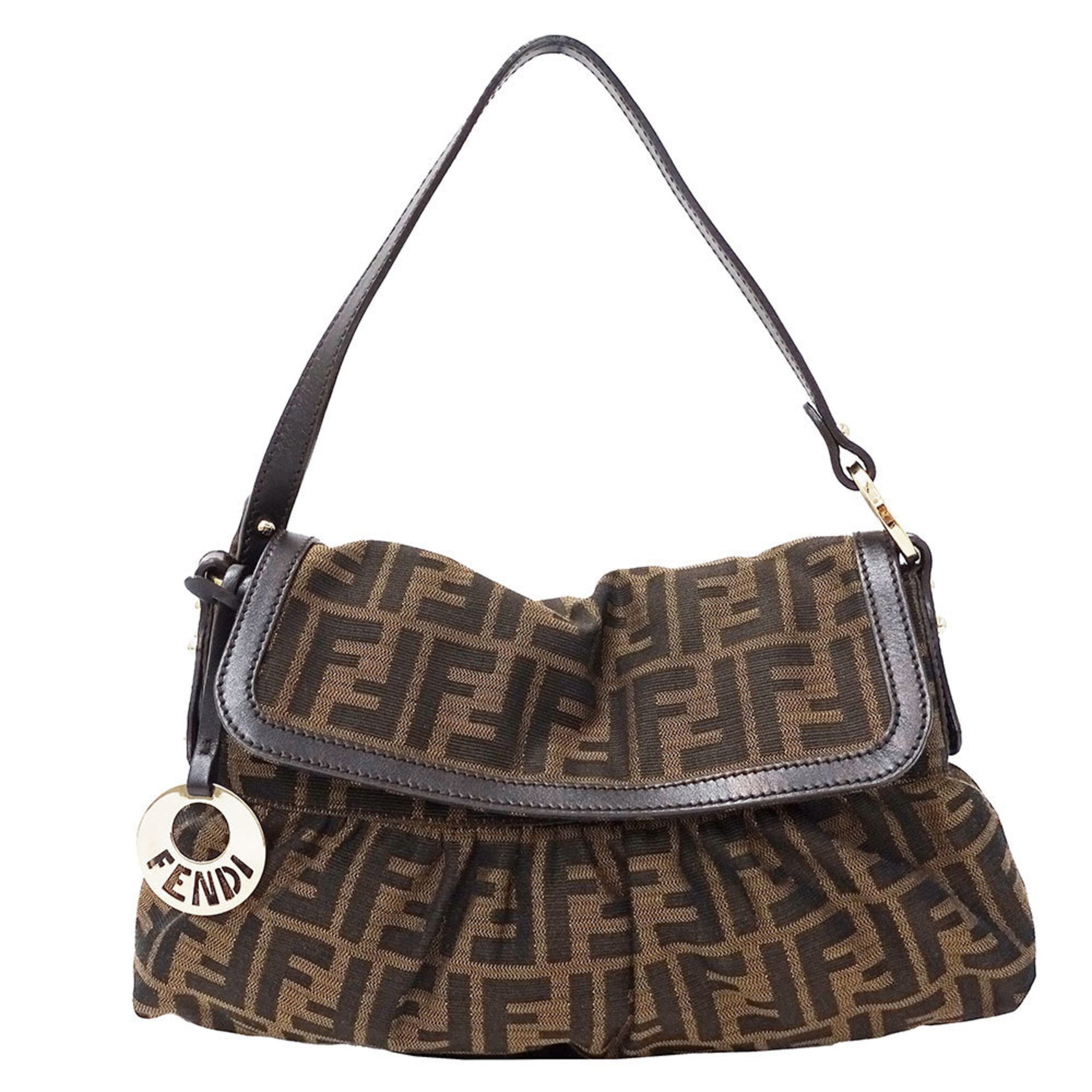 Fendi Women's Zucca Canvas Shoulder Bag, Brown, 8BR445