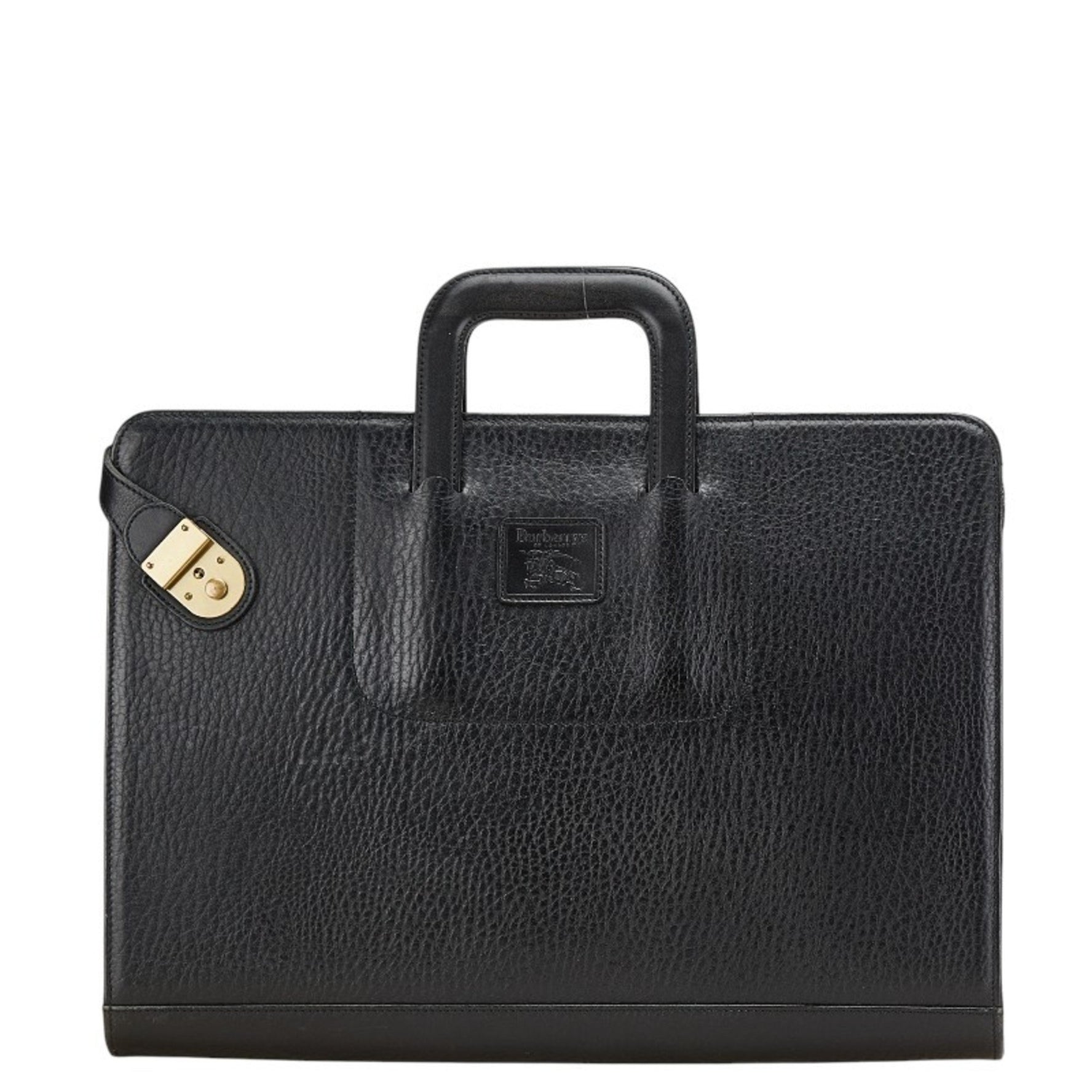 Burberry's Check Lining Business Bag Briefcase in Leather