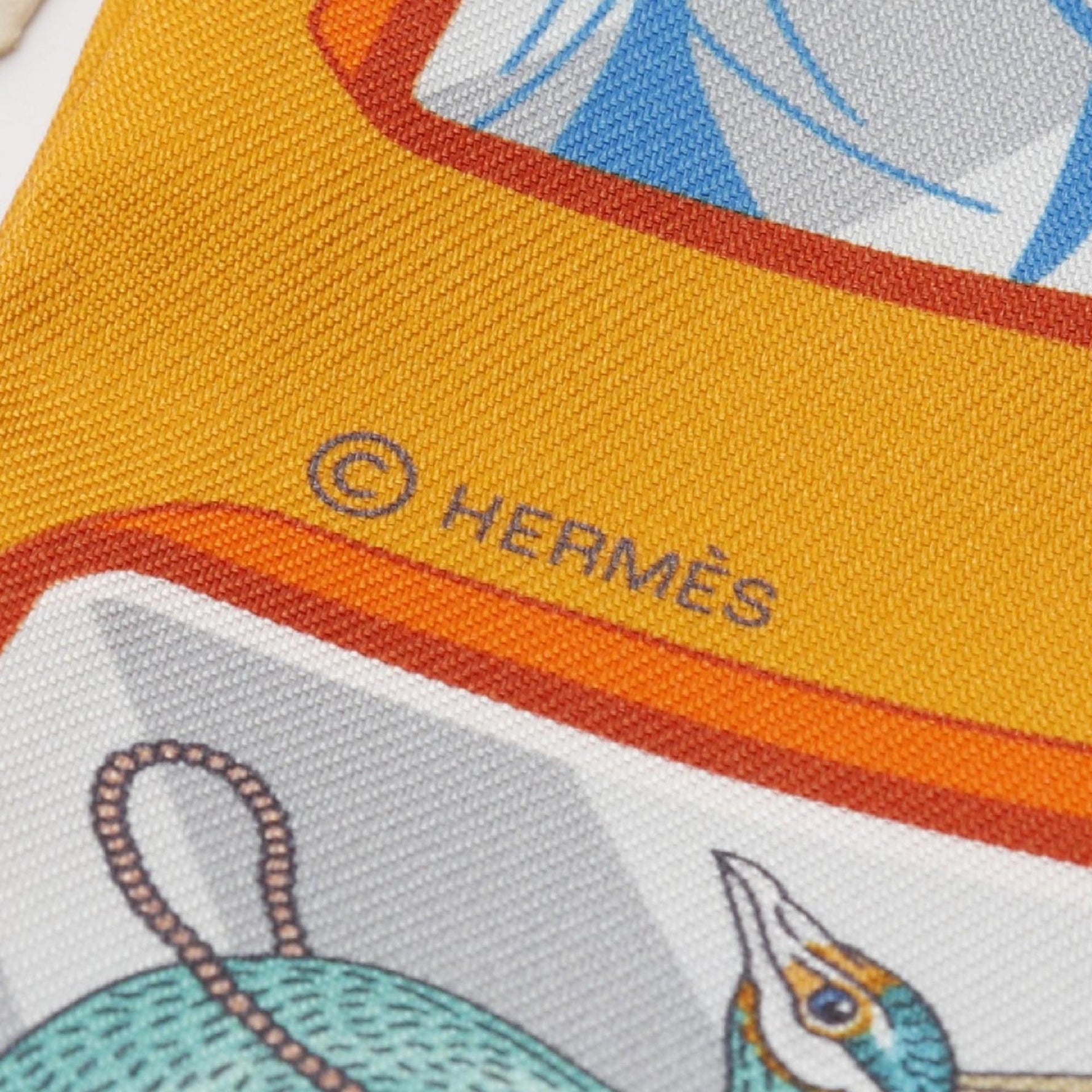 Hermès Twilly HERMES STORY Silk Scarf in Orange Multicolor