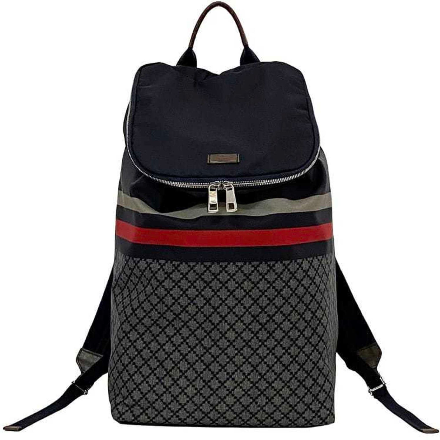 Gucci Backpack ec-22563 Navy Grey Diamante Nylon Leather GUCCI Women's Men's Unisex