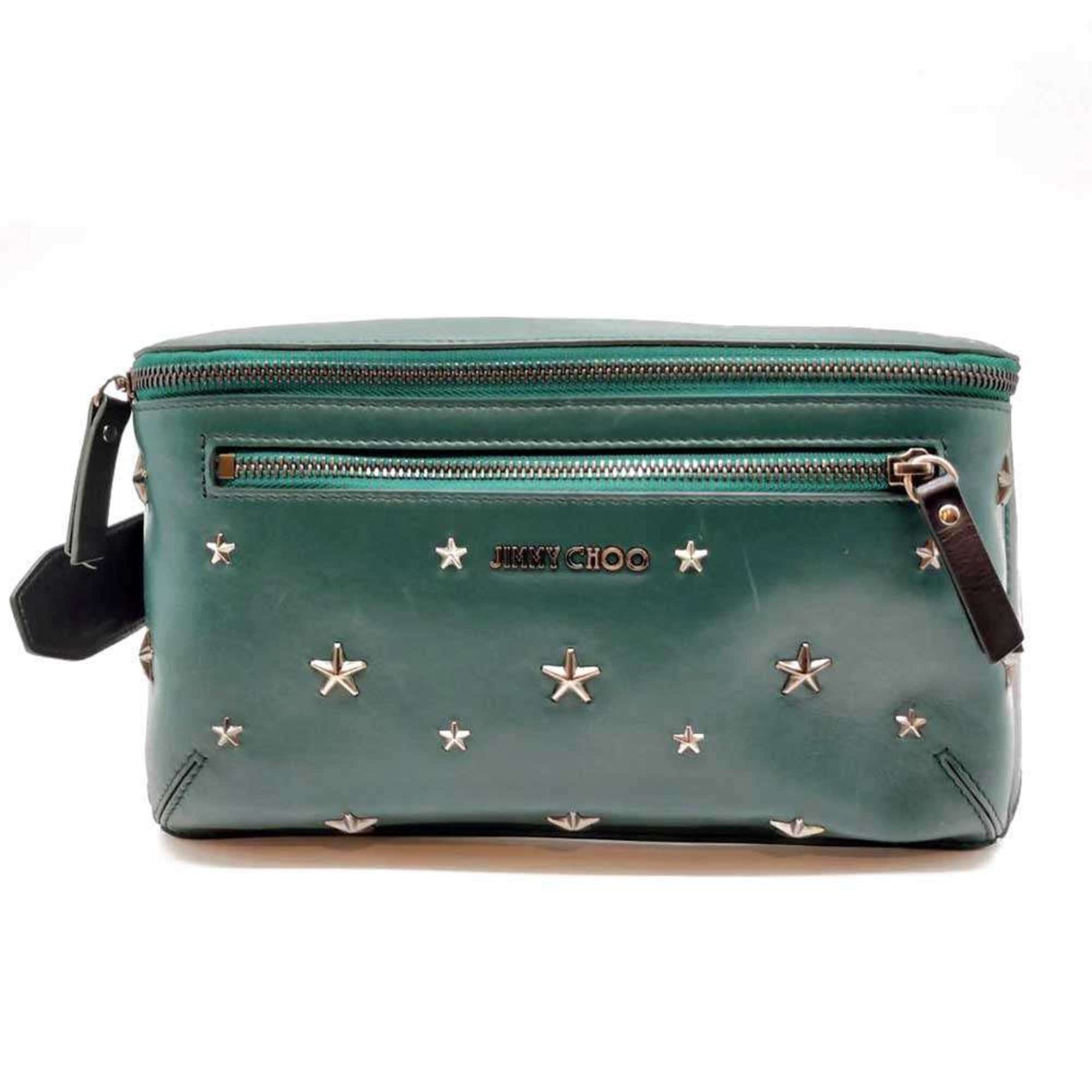 Jimmy Choo Body Bag Green x Black Leather Star Studs Crossbody Men's JIMMYCHOO
