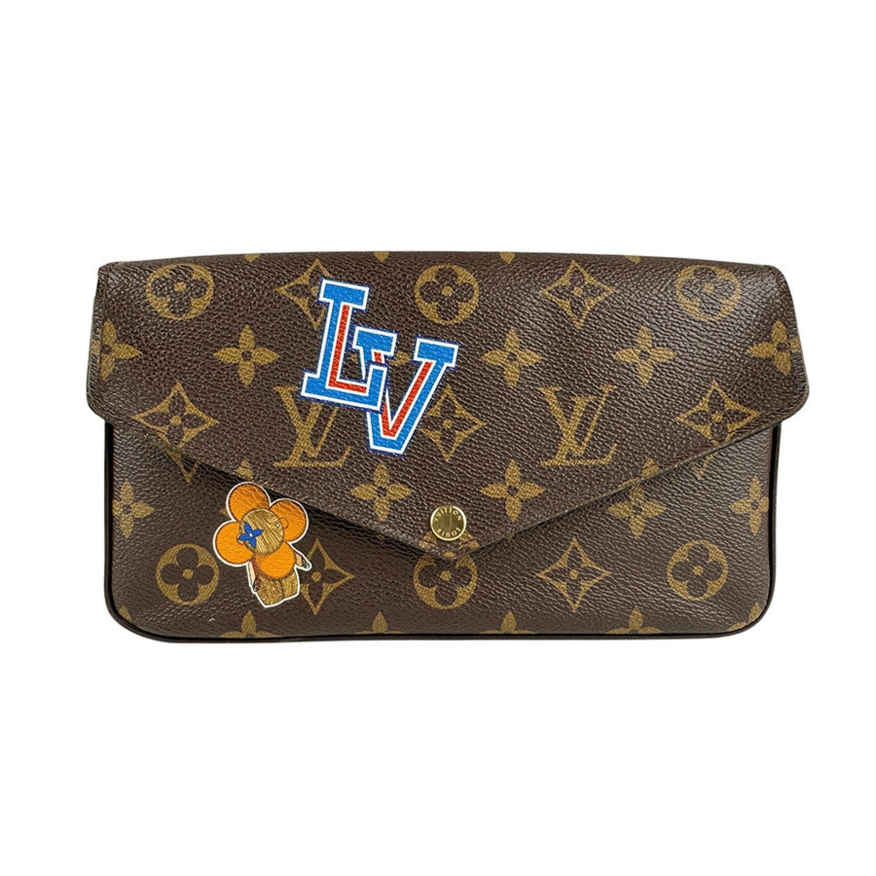 Louis Vuitton Felicie Monogram Canvas Chain Wallet, Brown/Noir