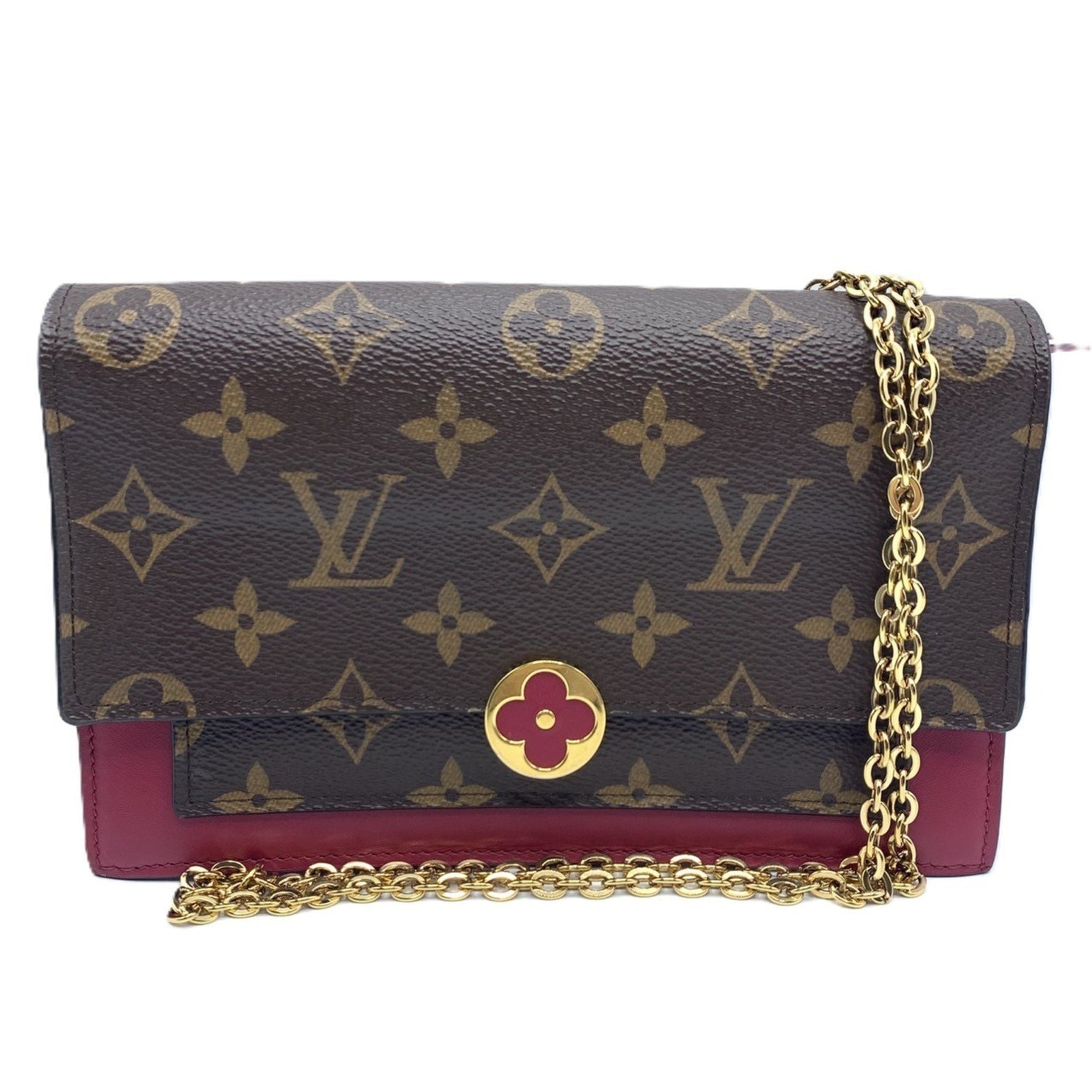 Louis Vuitton Chain Wallet Portefeuille Flor Shoulder Fuchsia Pochette Clutch Flower