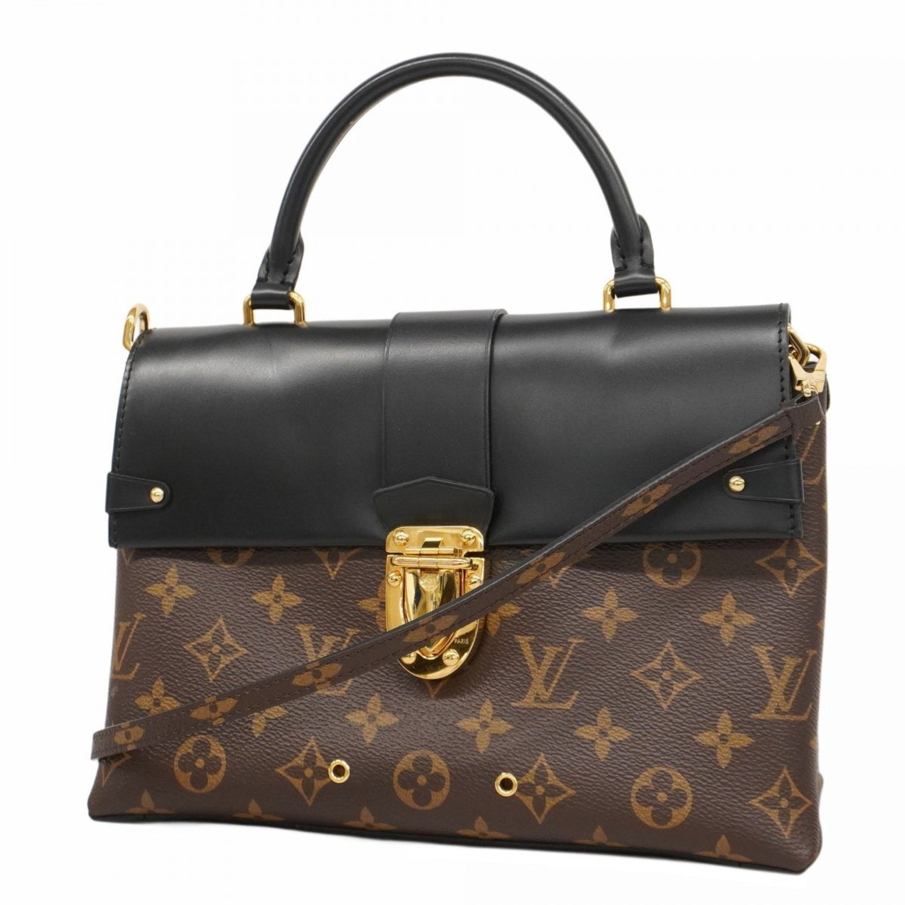 Louis Vuitton Monogram One-Handle Flap Bag MM M43125 Brown Noir Women's