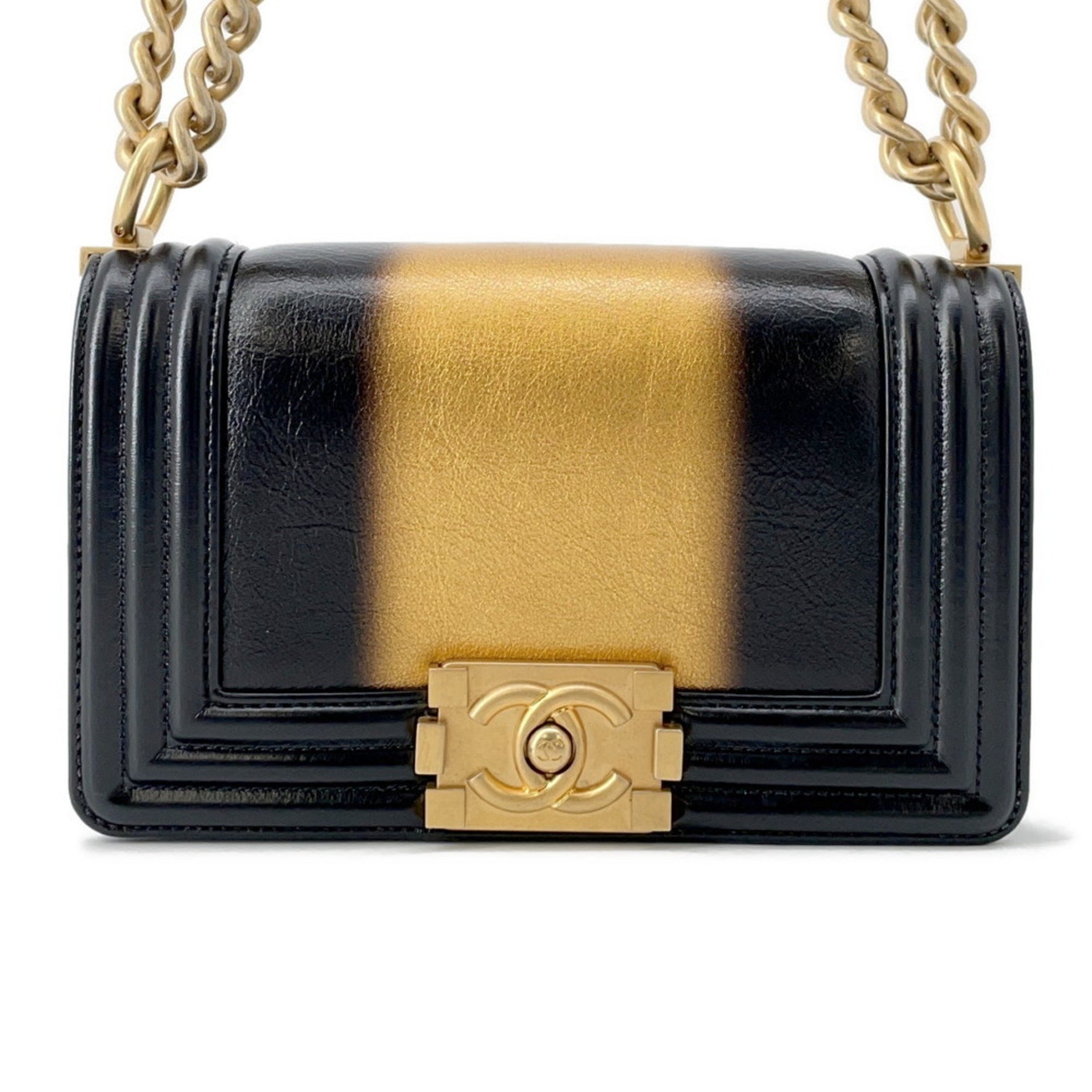 Chanel Boy Small Chain Shoulder Bag, Leather with Coco Mark Line
