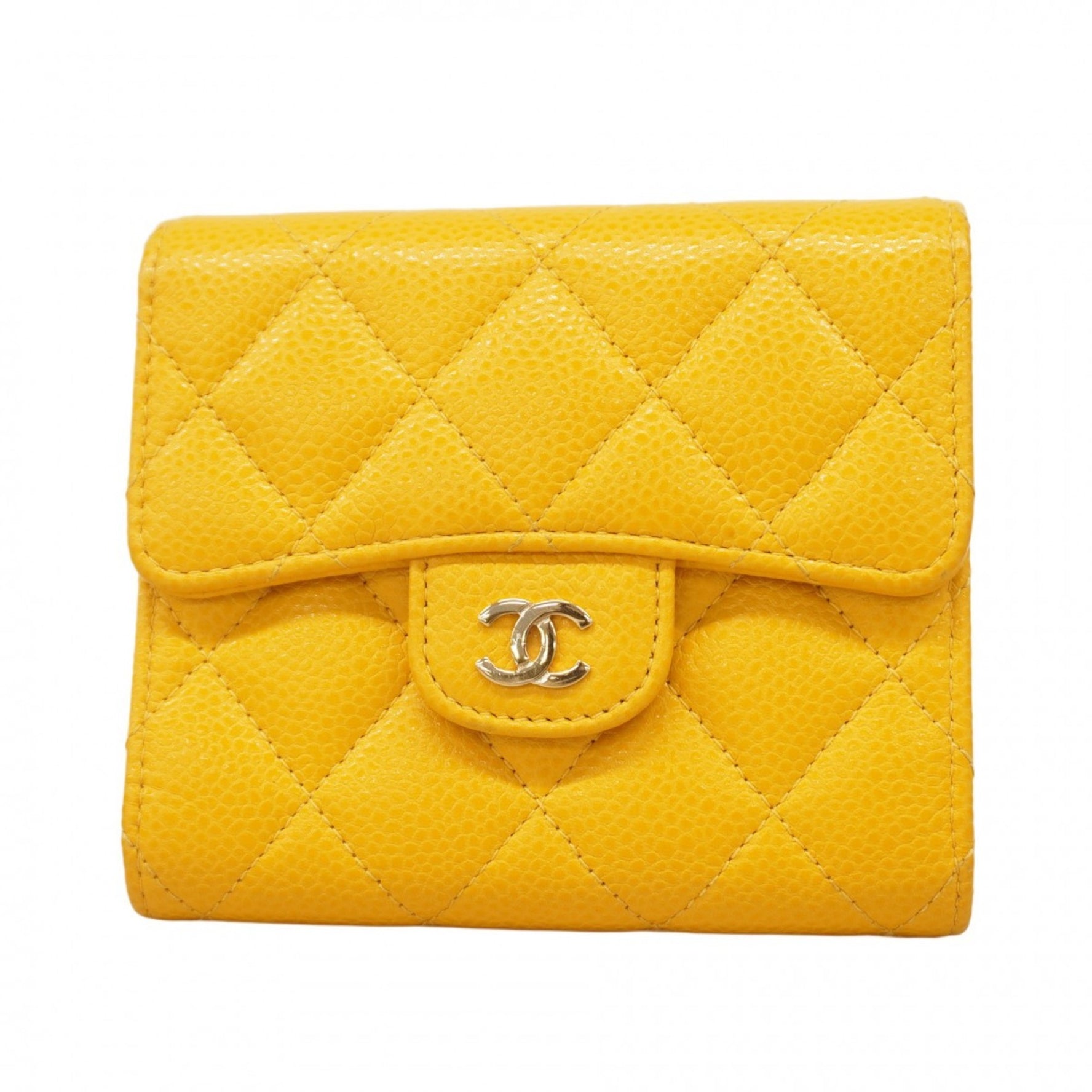 Chanel Matelasse Tri-fold Wallet in Caviar Leather, and Champagne
