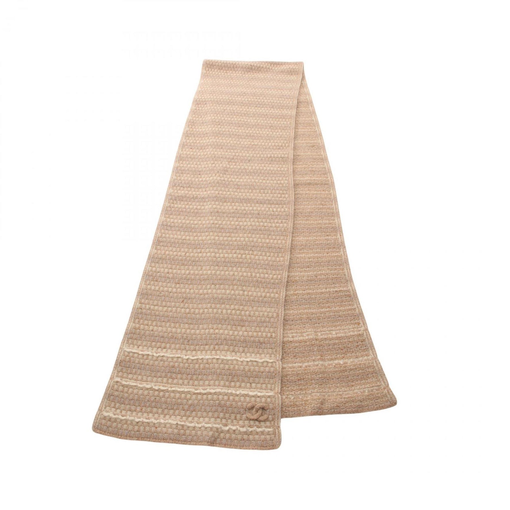 CHANEL Coco Mark Scarf Cashmere Women's Beige