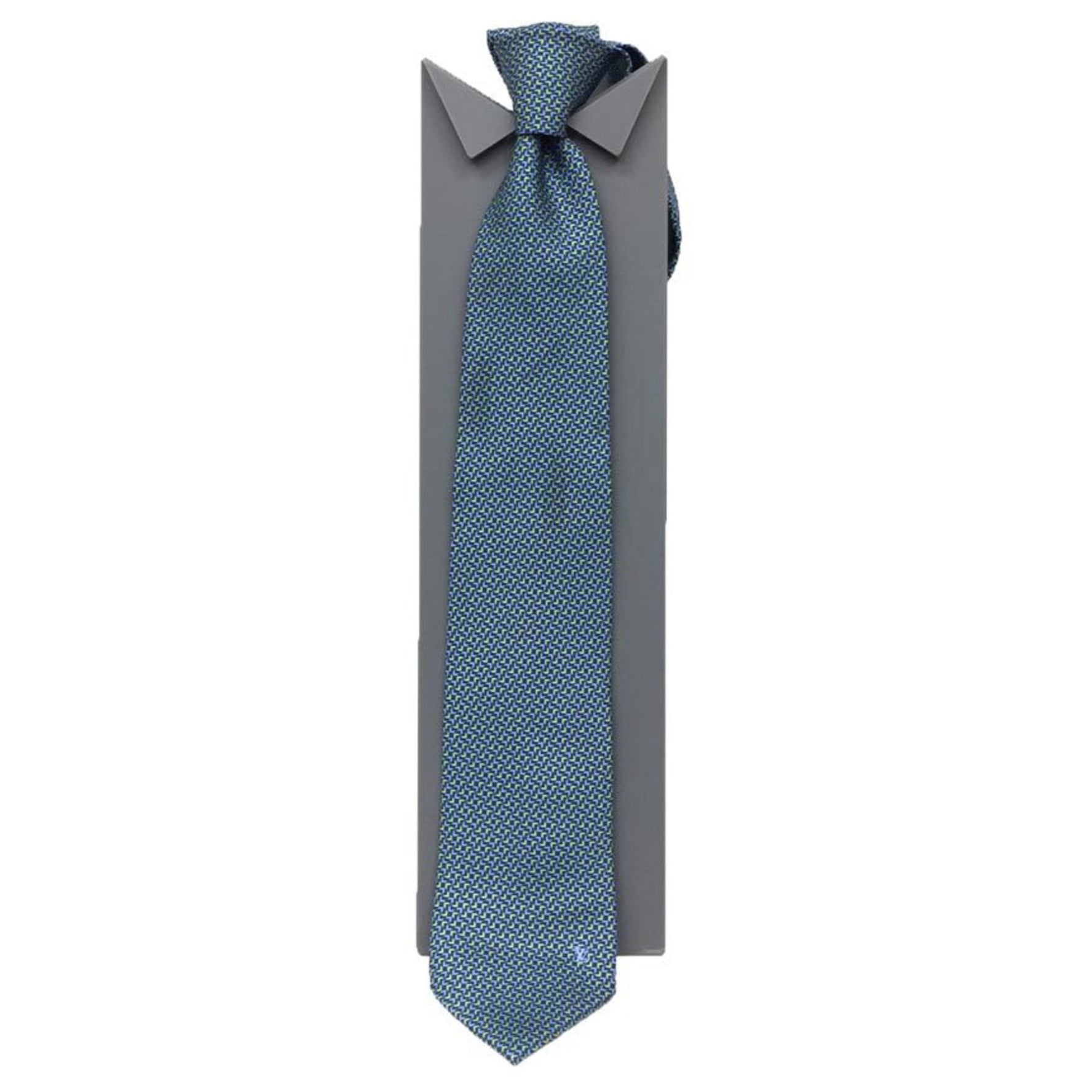LOUIS VUITTON Cravate Boomerang Tie M73155, Blue and Green, 100% Silk, Men's