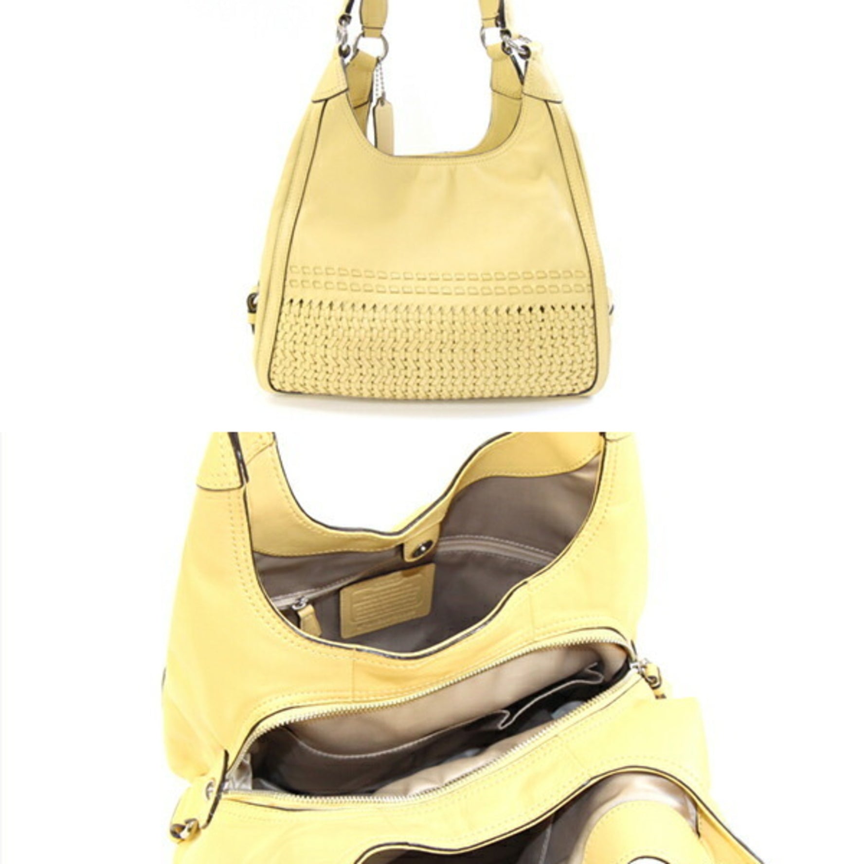 Coach Madison Woven Maggie Shoulder Bag Leather
