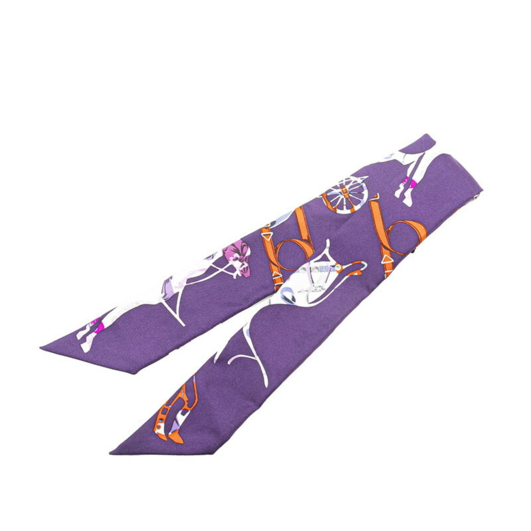 Hermes Twilly TOUT EN CARRE Everything is in the Carre Scarf Muffler Purple Multicolor Silk Women's HERMES