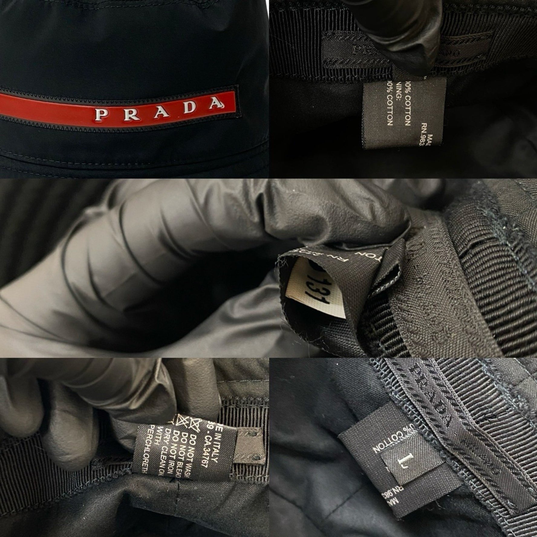 PRADA SPORTS Logo Cotton Bucket Hat, Size L